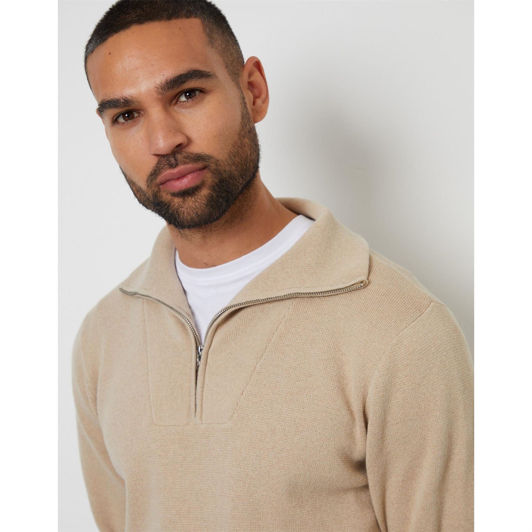 Threadbare Kamrul Quarter Zip Knitted Jumper