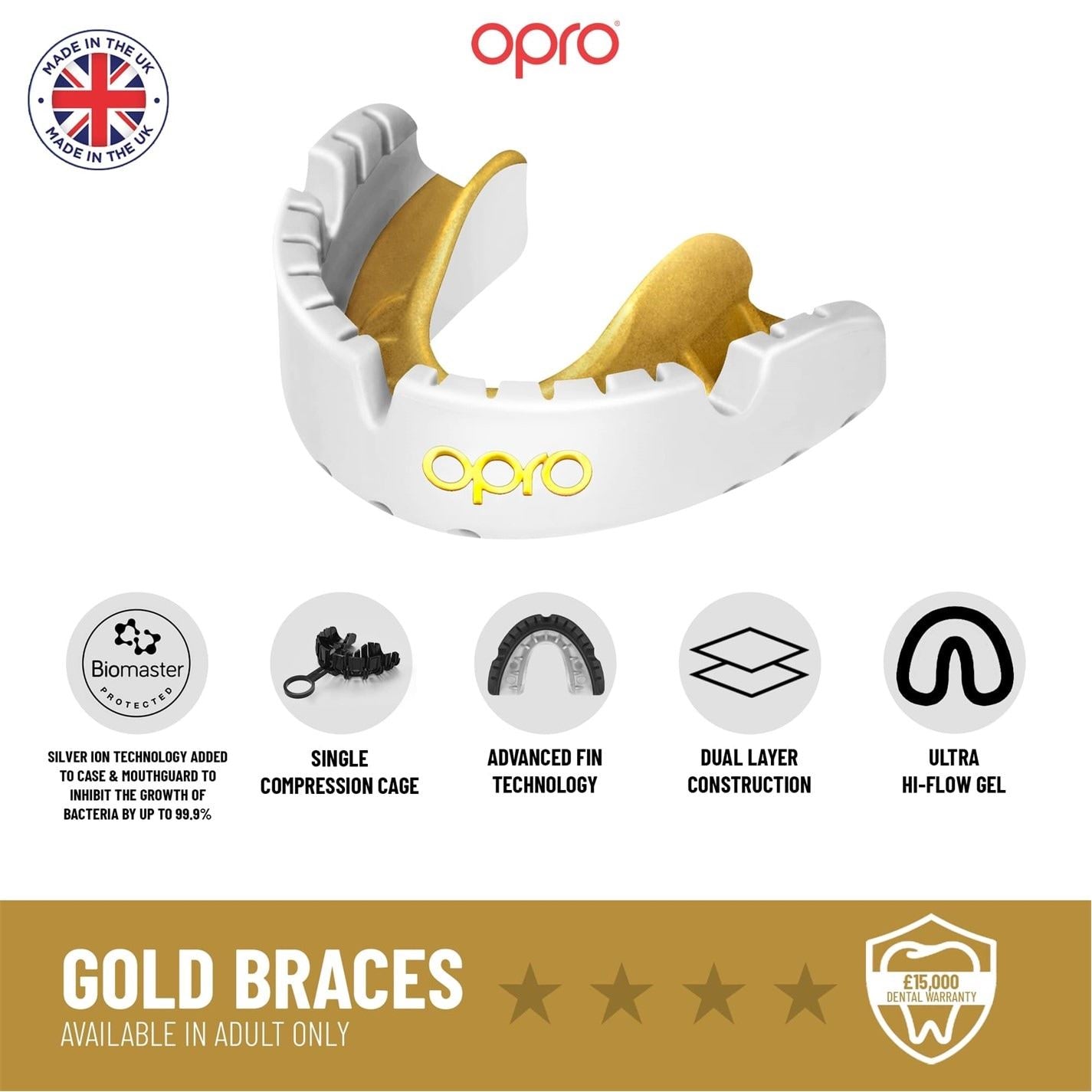 Opro Adults Gold Self Fit Brace Mouthguard