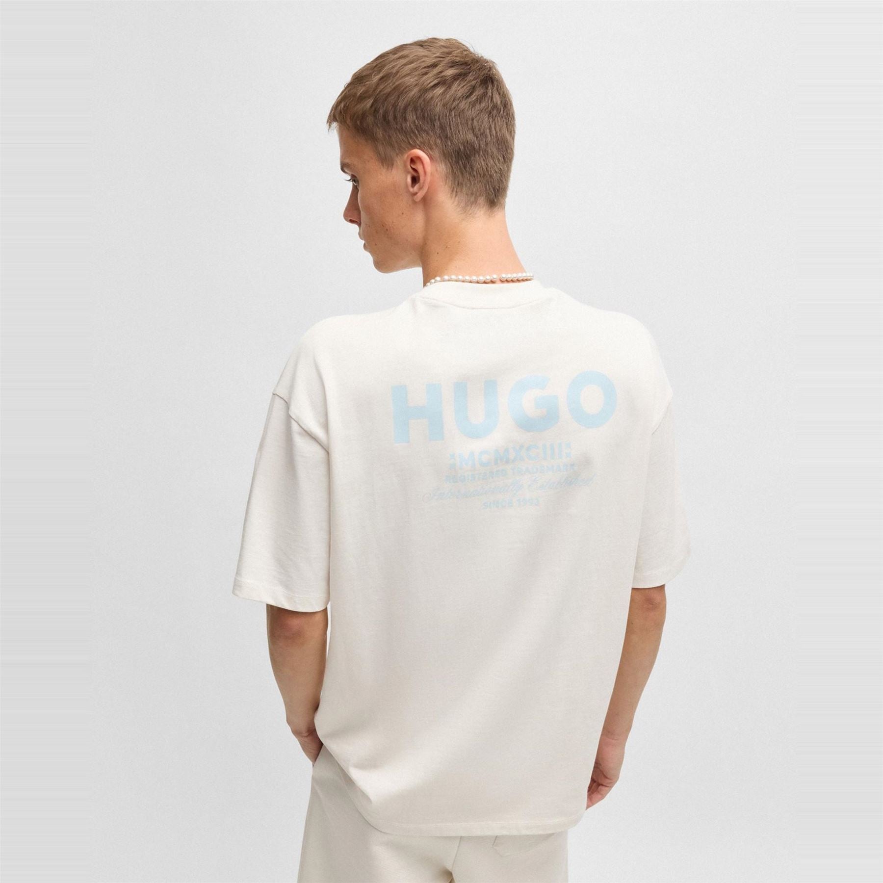 Hugo HUGO Printed Logo Back T Shirt with MCMXCIII text   Regular Fit