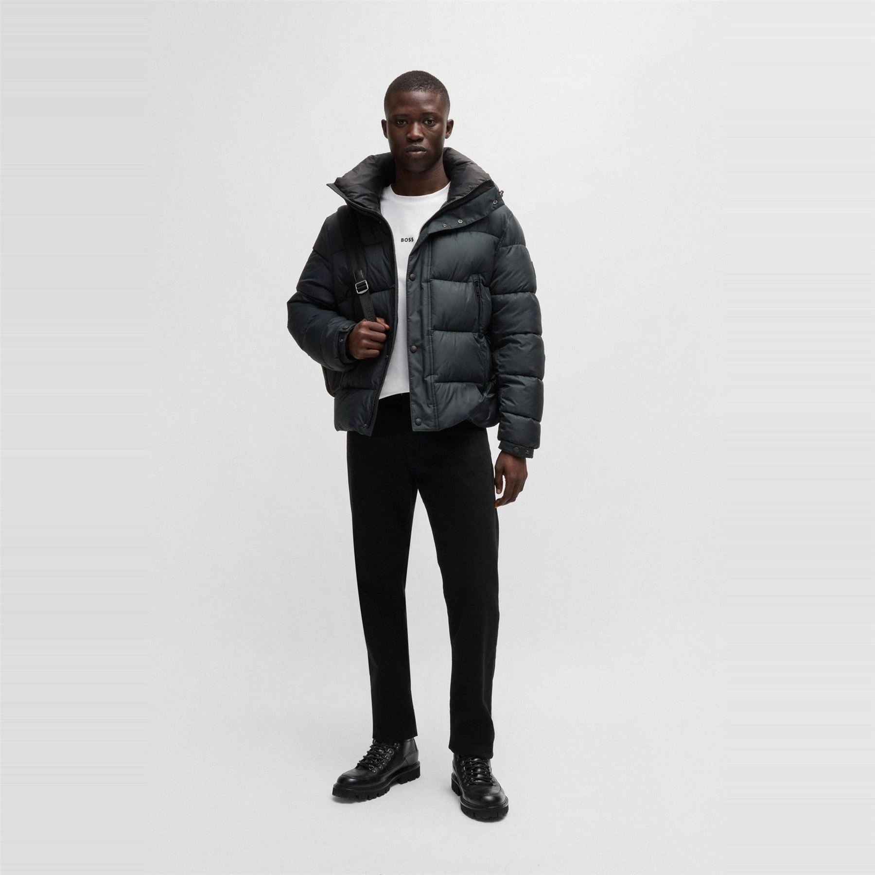 Boss Omaris Water Repellent Hooded Long Sleeve Short Puffer Jacket