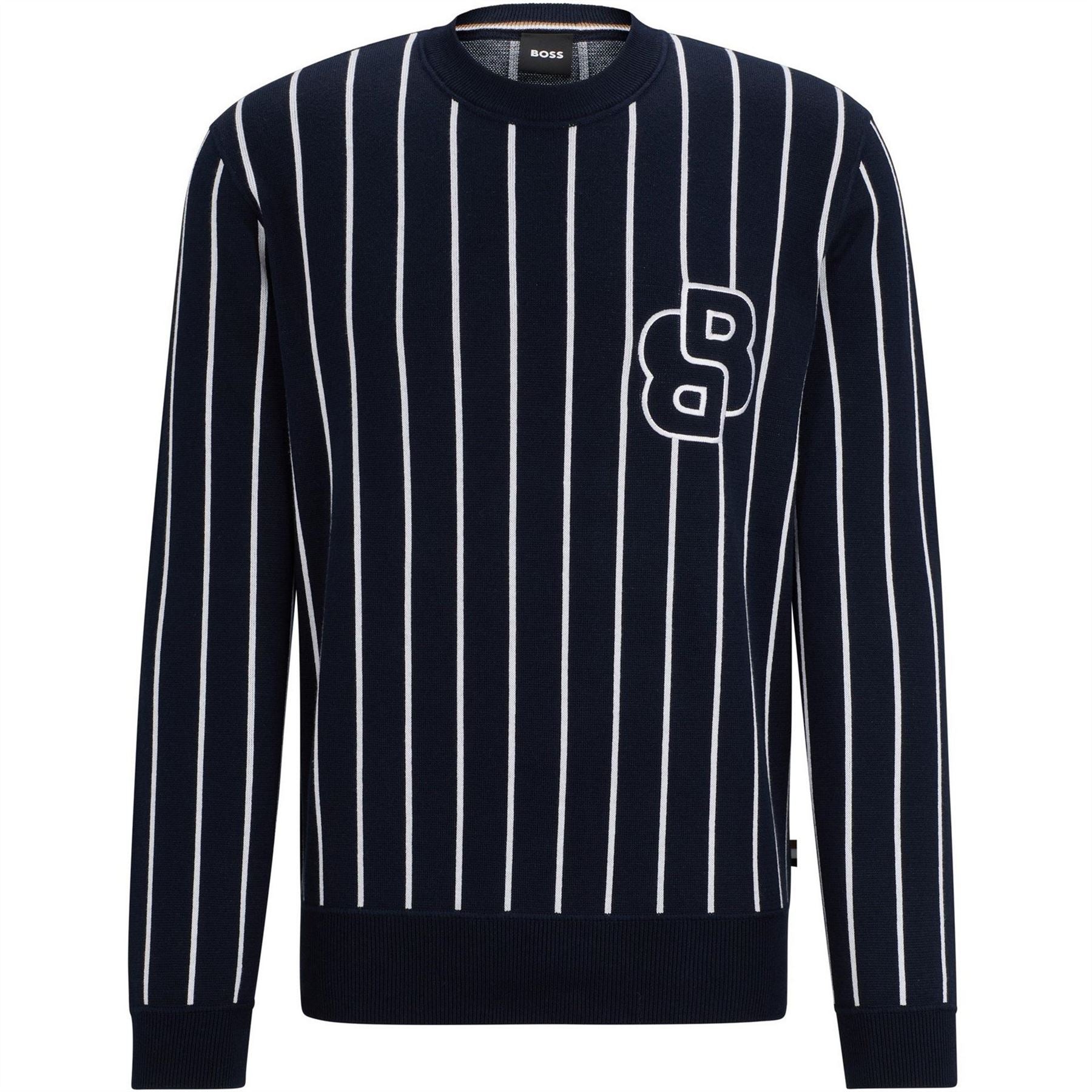 Boss Crew Neck Ribbed Collar Long Sleeve Sweater
