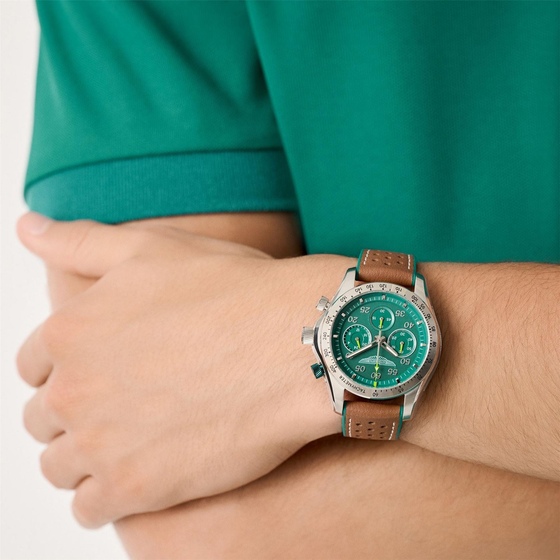 Aston Martin Signature Sn62 Racing Leather Rally Strap Analogue Watch