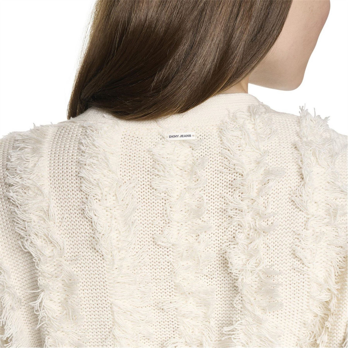 DKNY V Neck Fringe Cardigan