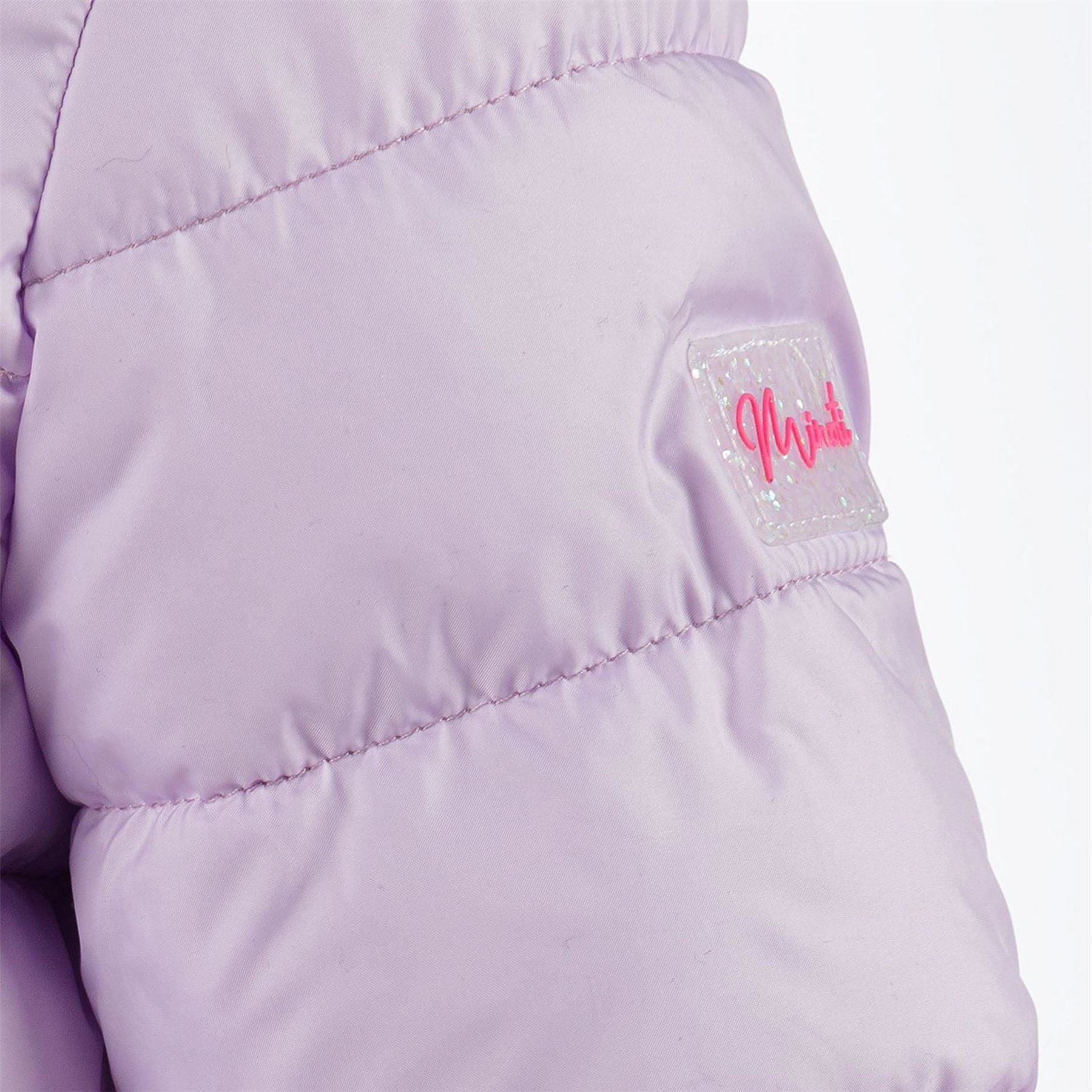 Minoti Girls Quilted Jacket Detachable Hood Lilac