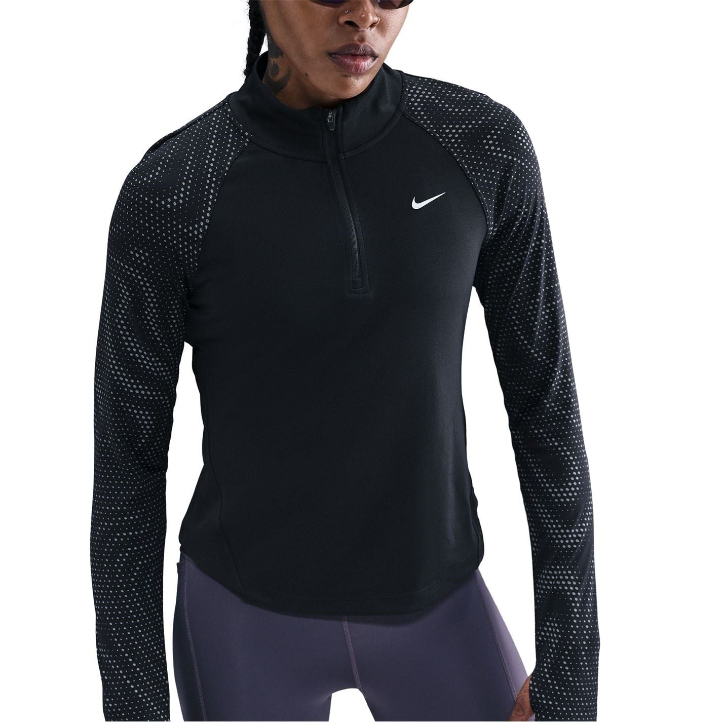 Nike Zip Neck Raglan Long Sleeve Athletic Top