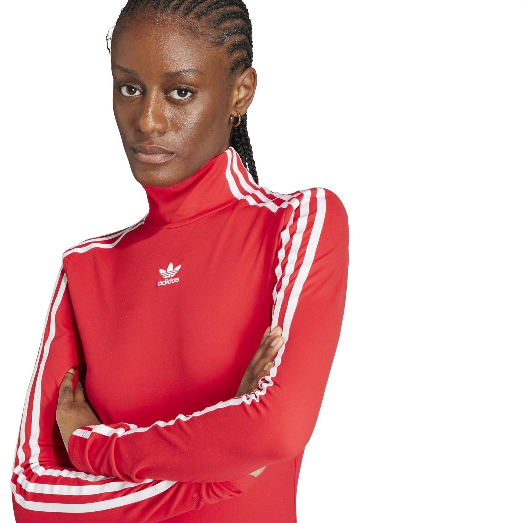 adidas Originals Tight Cut Out Mock Neck Mini Dress