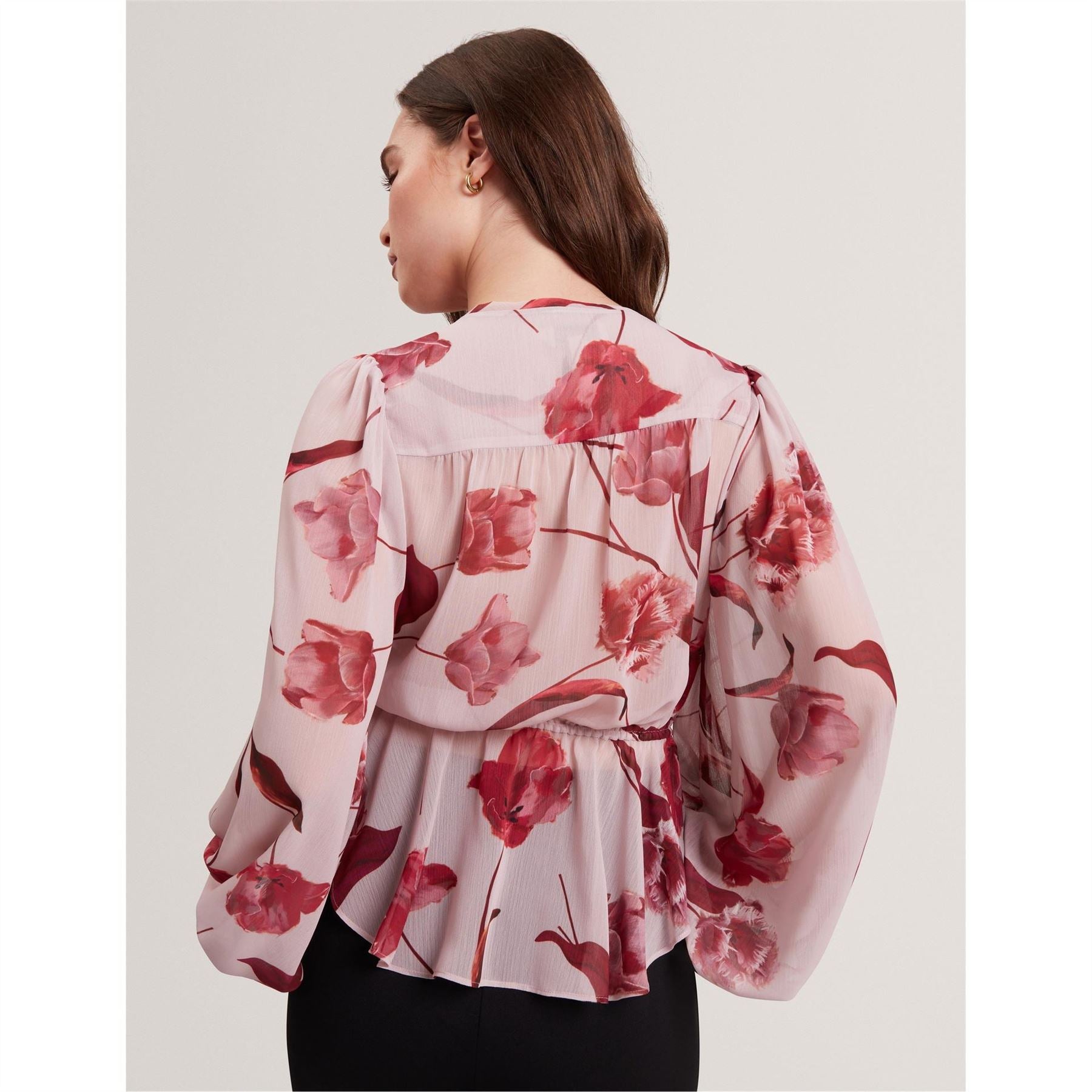 Ted Baker V-Neck Bishop Sleeve Long Sleeve Blouse