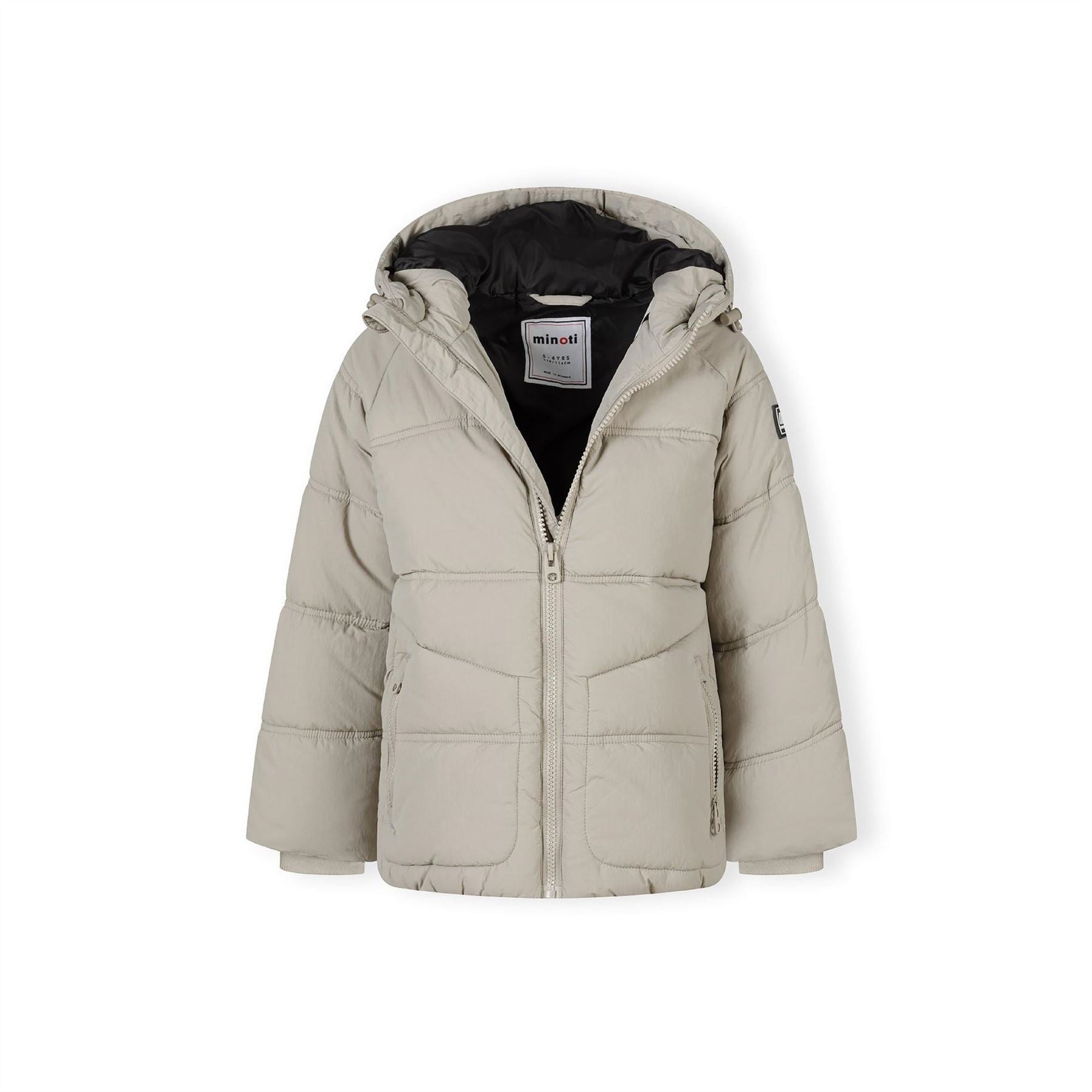 Minoti Boys Quilted Jacket With Hood Zip Pockets Grey