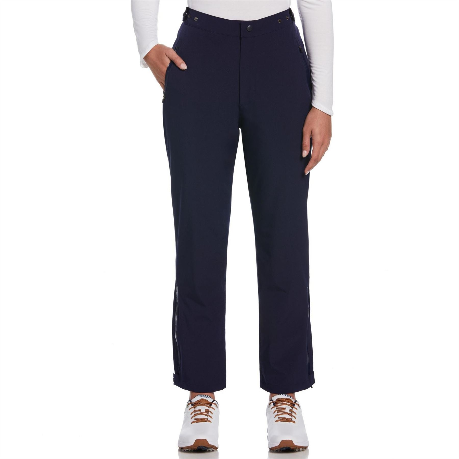 Callaway Solid Patterned Zipped Pocket Straight Pants