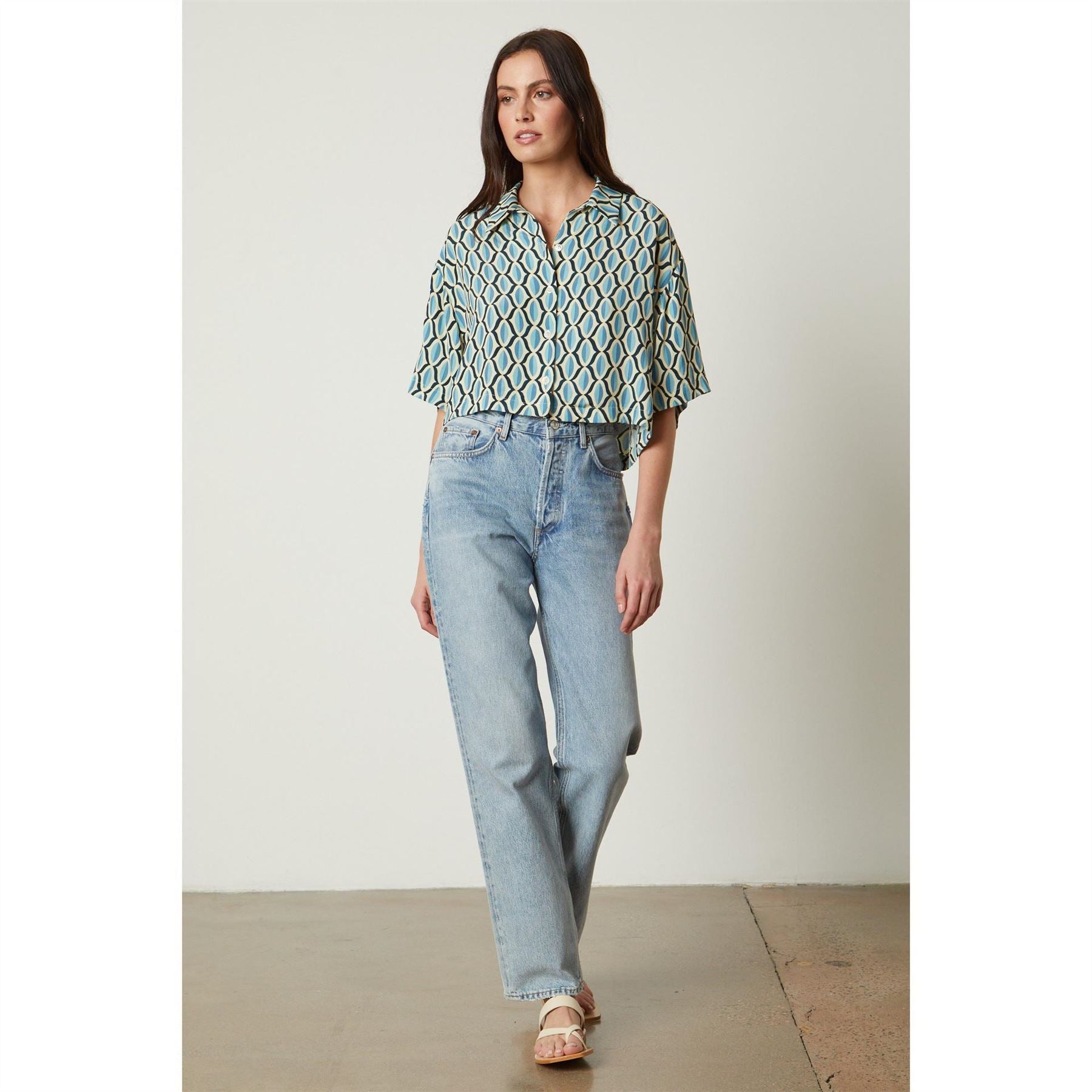 Velvet by Graham and Spencer Geo Regular Fit Short Sleeve Shirt