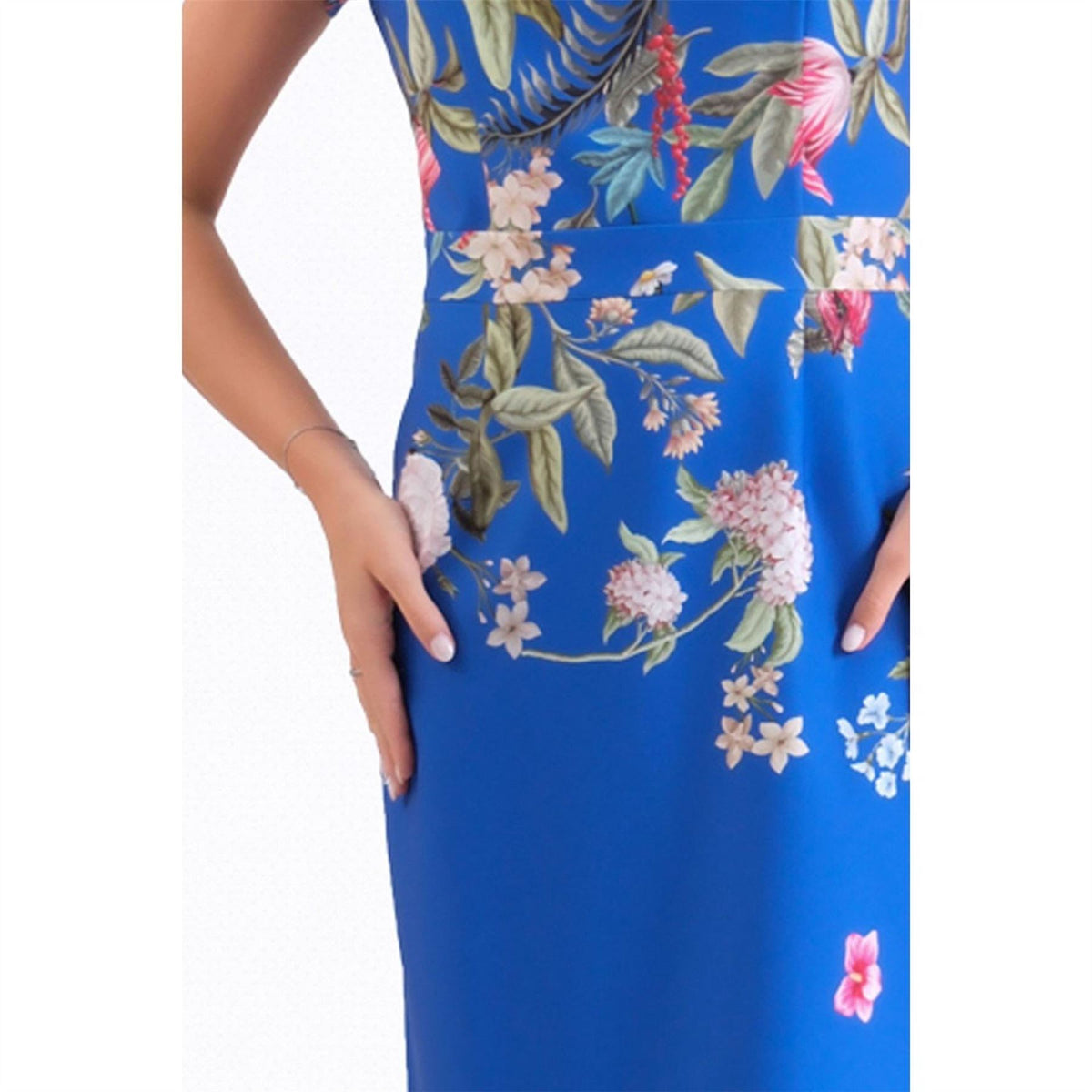 Ella Boo Cape Detail Midi Dress in Royal or lime
