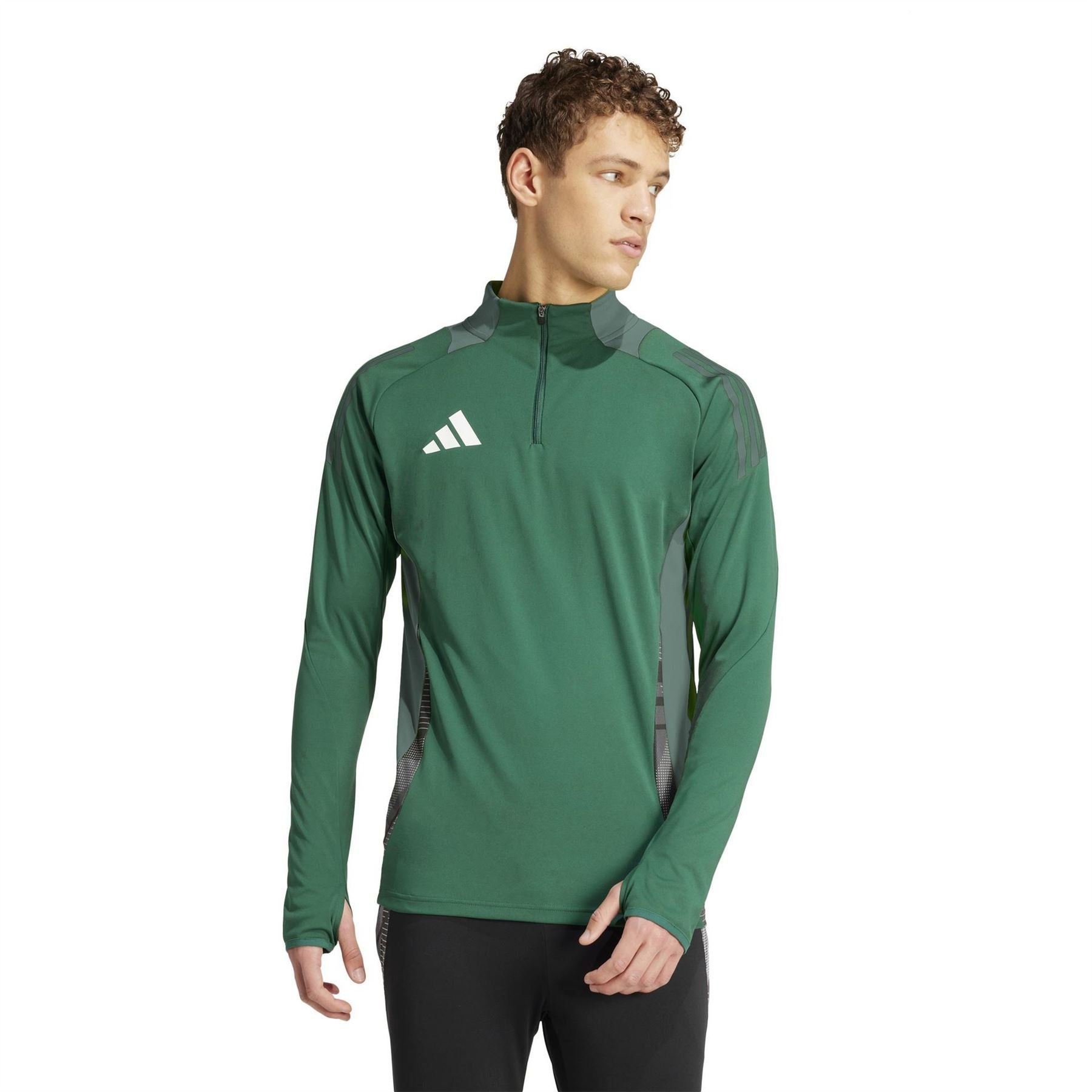 adidas Tiro24 Zip Neck Band Collar Long Sleeve Athletic Top