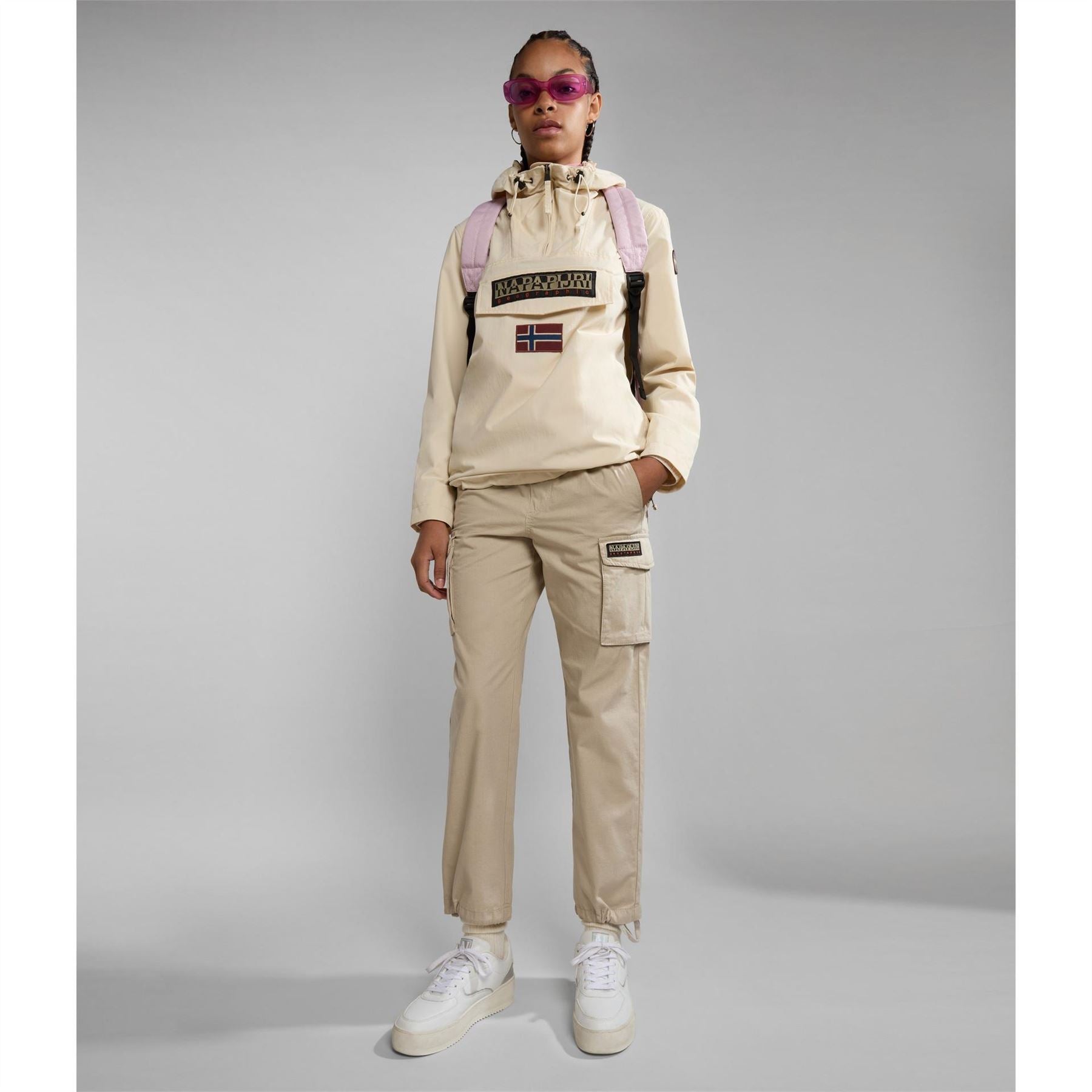 Napapijri Rainforest Water Resistant Hooded Cropped Long Sleeve Rain Anorak
