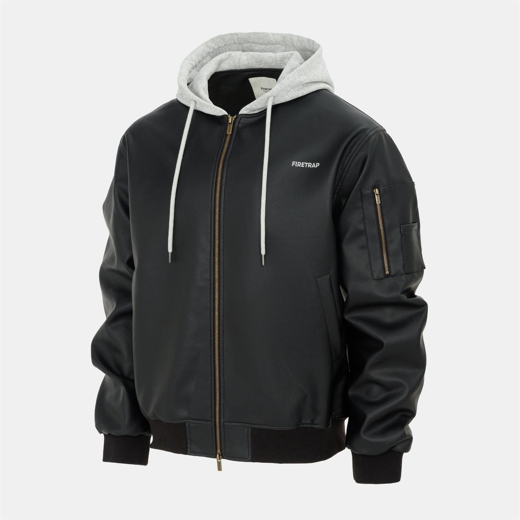 Firetrap Mens Hood Pu Jacket