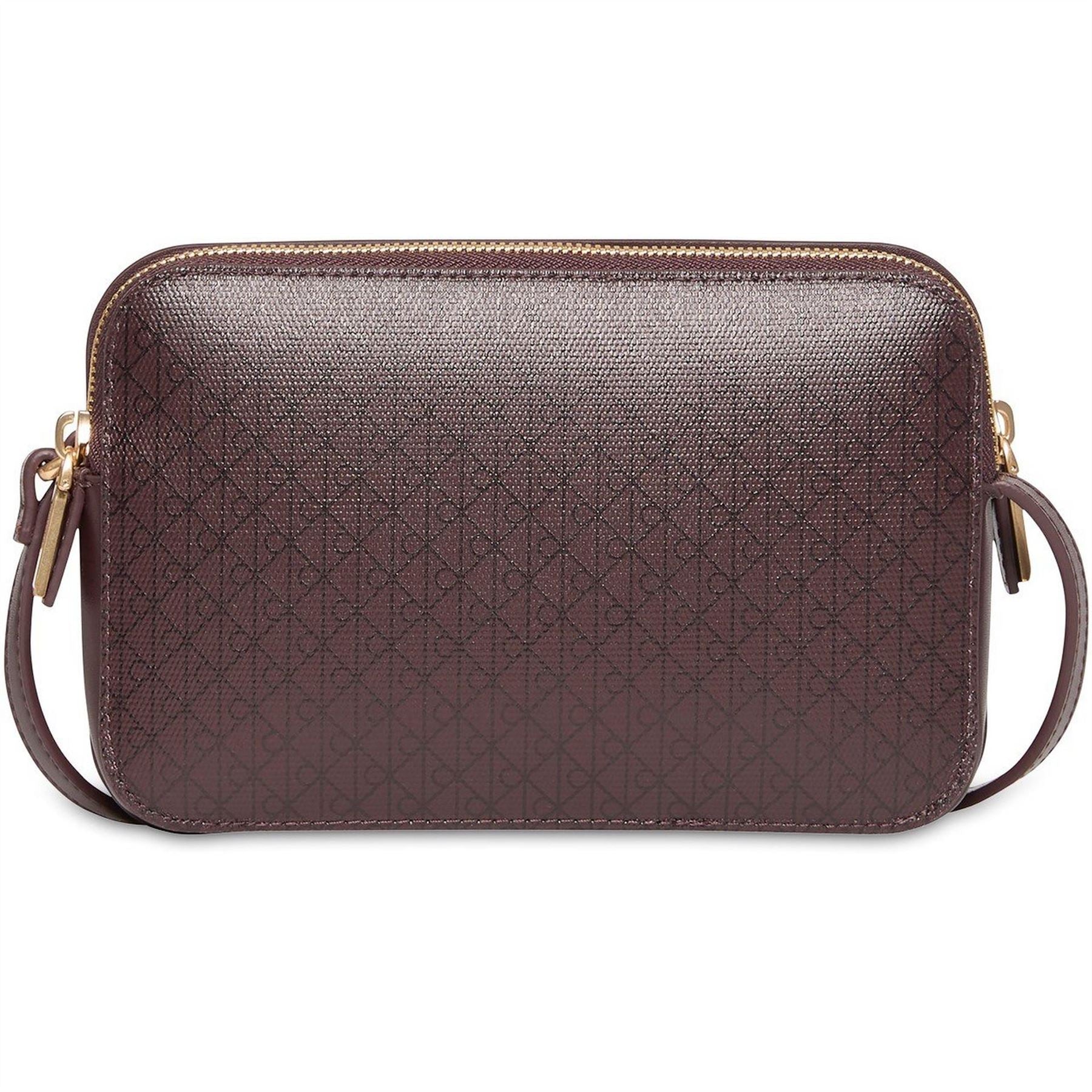 Calvin Klein AOP Camera Monogram Gold Tone Sling Bag