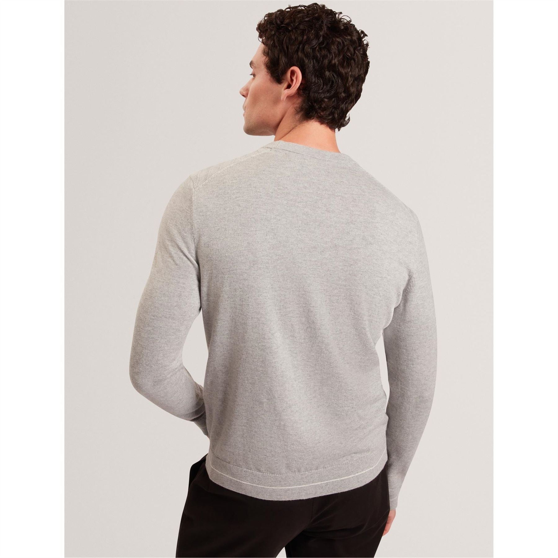Ted Baker Crew Neck Ribbed Collar Long Sleeve Sweater