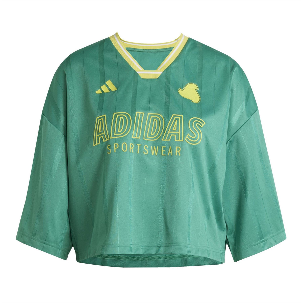 adidas Tiro Three Bar Logo Cropped Drop Shoulder Lettering Relaxed Fit T-Shirt