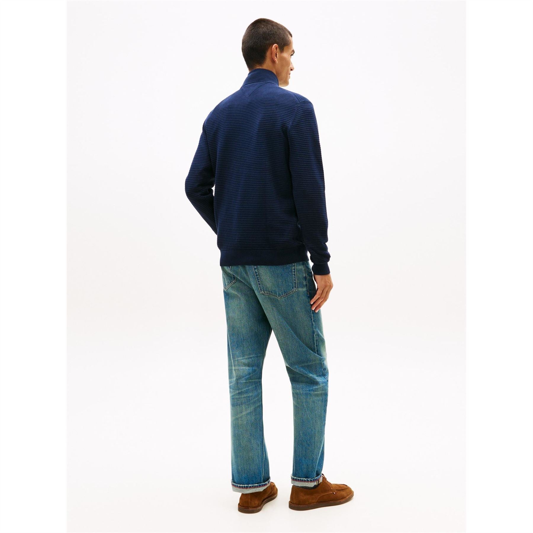 Tommy Hilfiger Zip Neck Funnel High Collar Long Sleeve Sweater