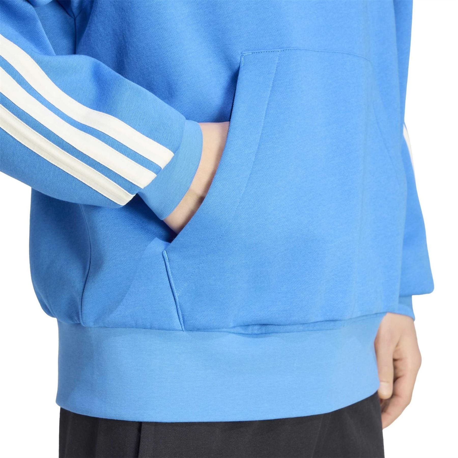 adidas 3 Stripes Fleece Over The Head Hoodie