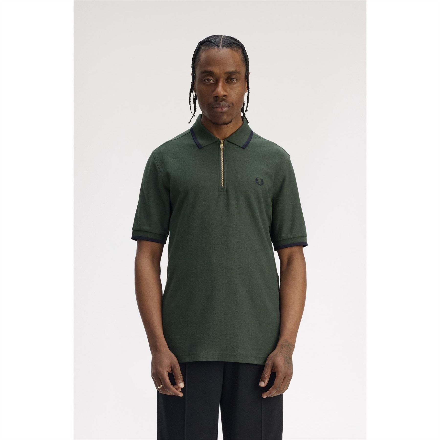 Fred Perry Crepe Zipped Short Sleeve Polo Shirt