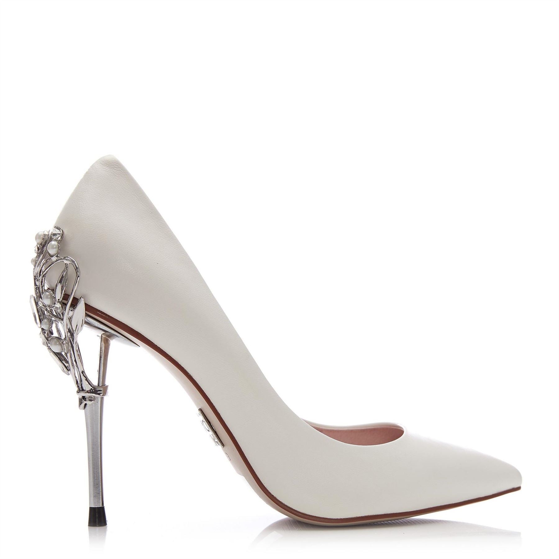 Moda in Pelle Ilari Ivory Leather Stiletto Court Shoes