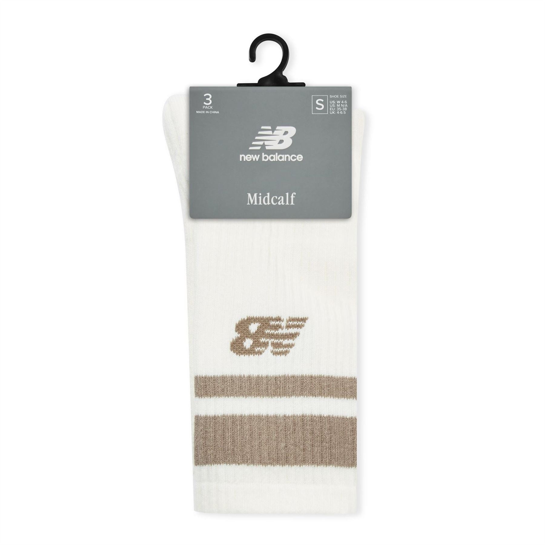 New Balance Stripe Large Logo Midcalf Sock 3 Pack