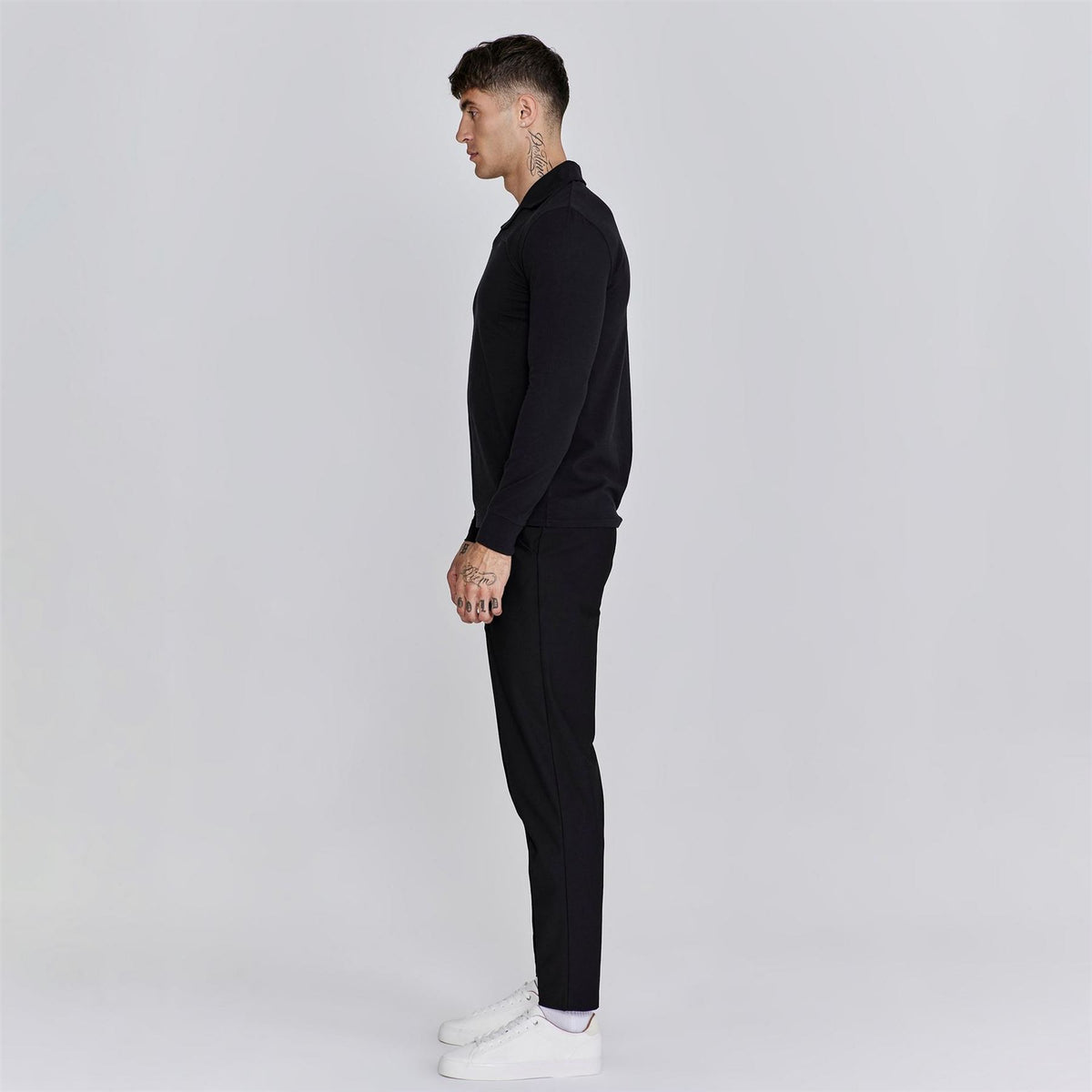 SikSilk Long Sleeve Slim Fit Polo Shirt