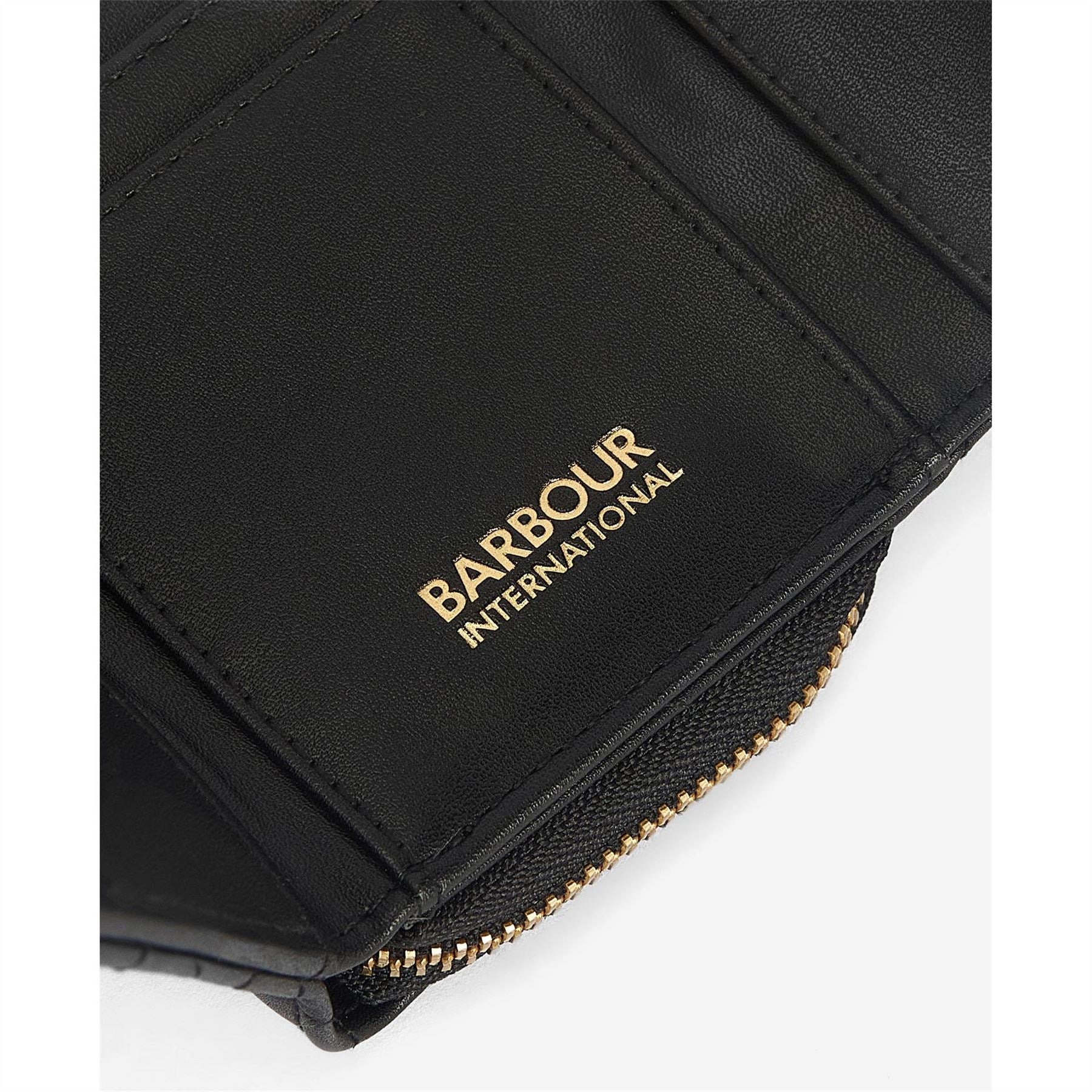 Barbour International Aurora Tri Fold Quilted Leather Zip Around Purse