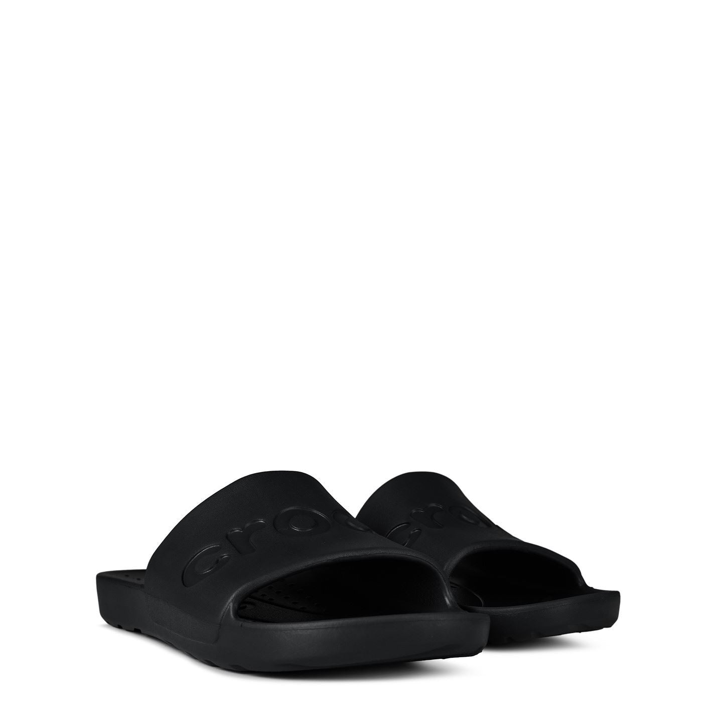 Crocs Logo Print Open Toe Flat Heel Slides