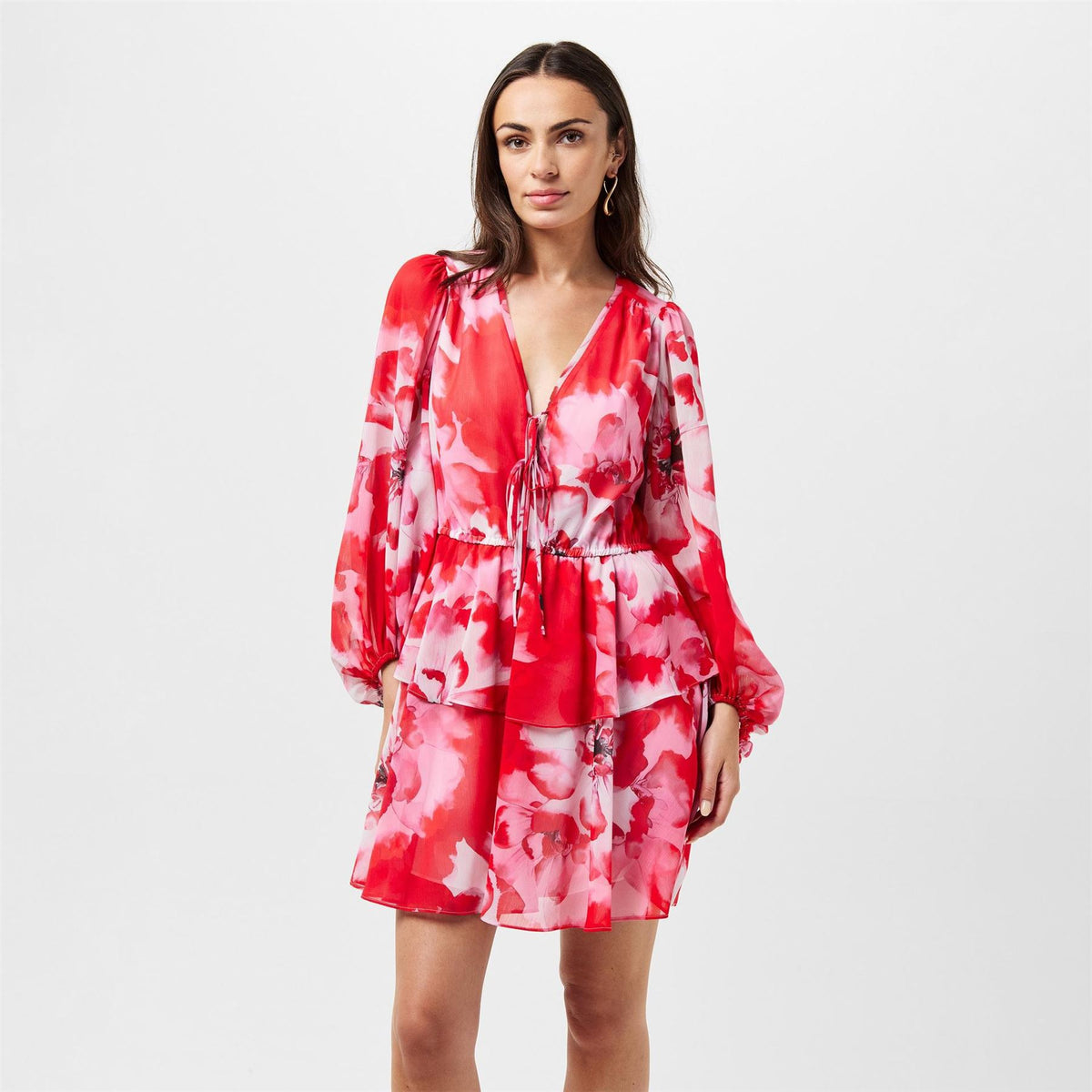 Ted Baker Woven V-Neck Mini A-Line Dress
