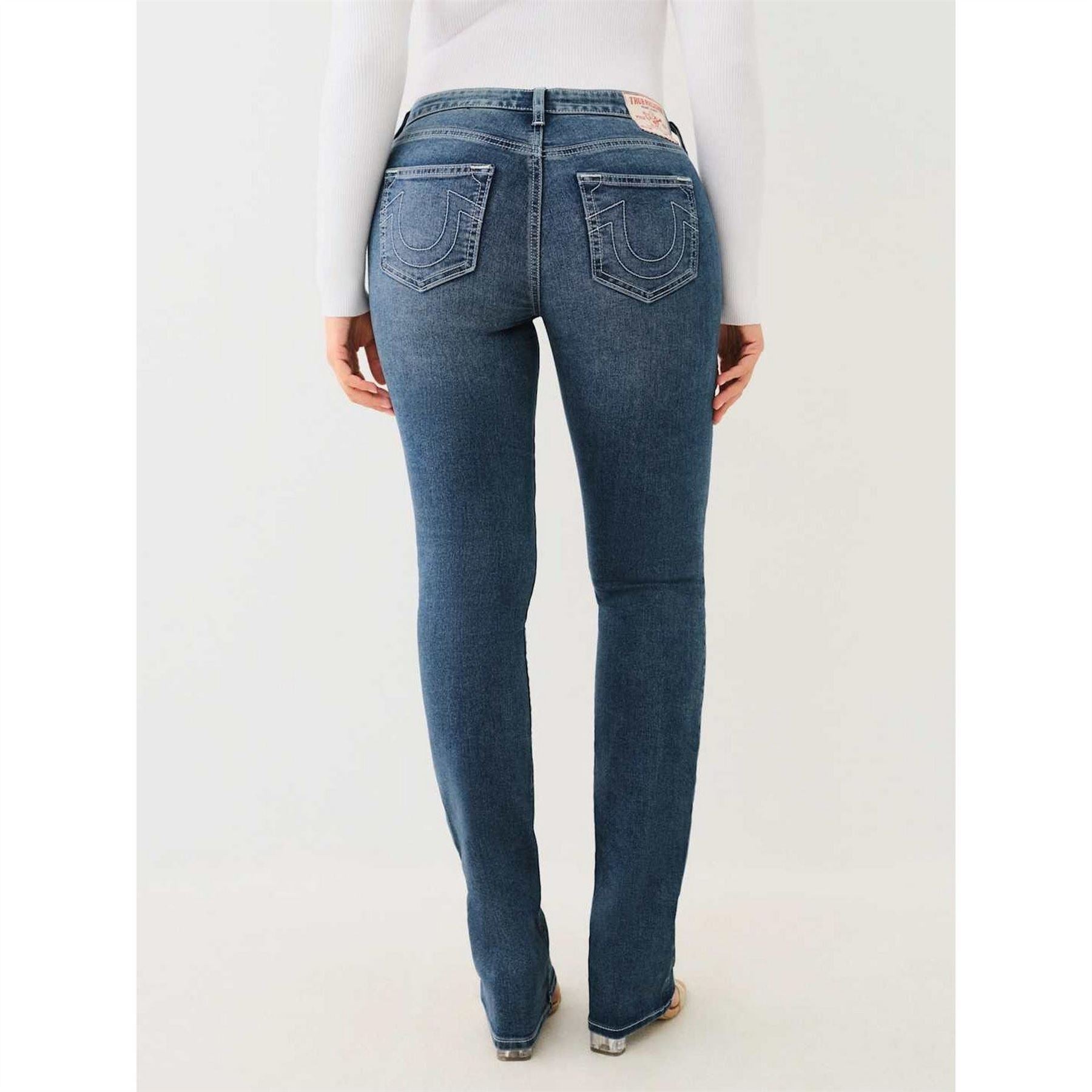 True Religion Billie Stretch Mid Rise Straight Jeans