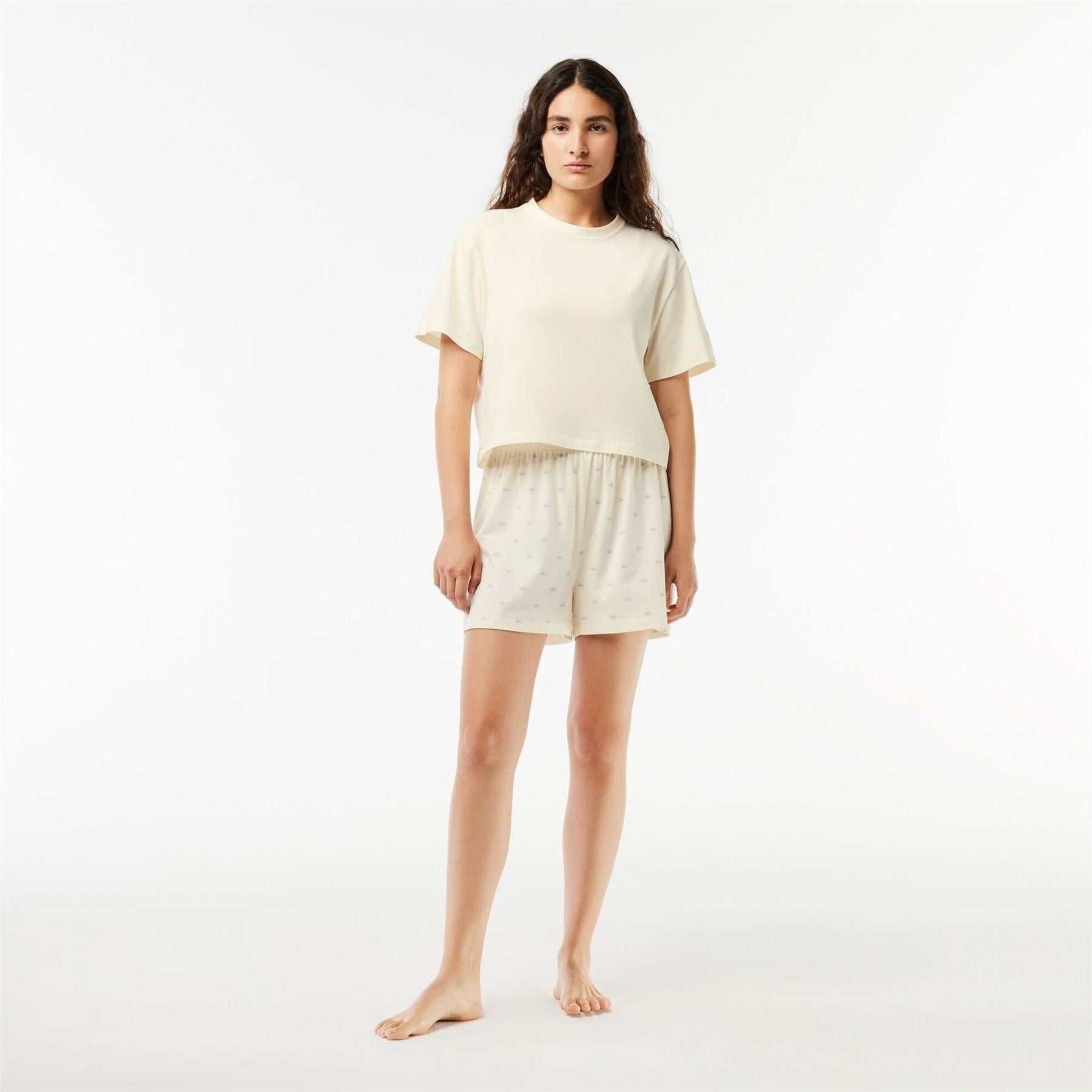 Lacoste Shorts  And  T-Shirt Pyjama Set