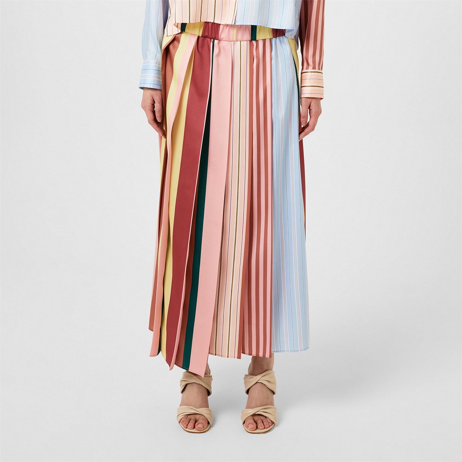 Weekend Max Mara Fagus Pleated Stripe A Line Skirt