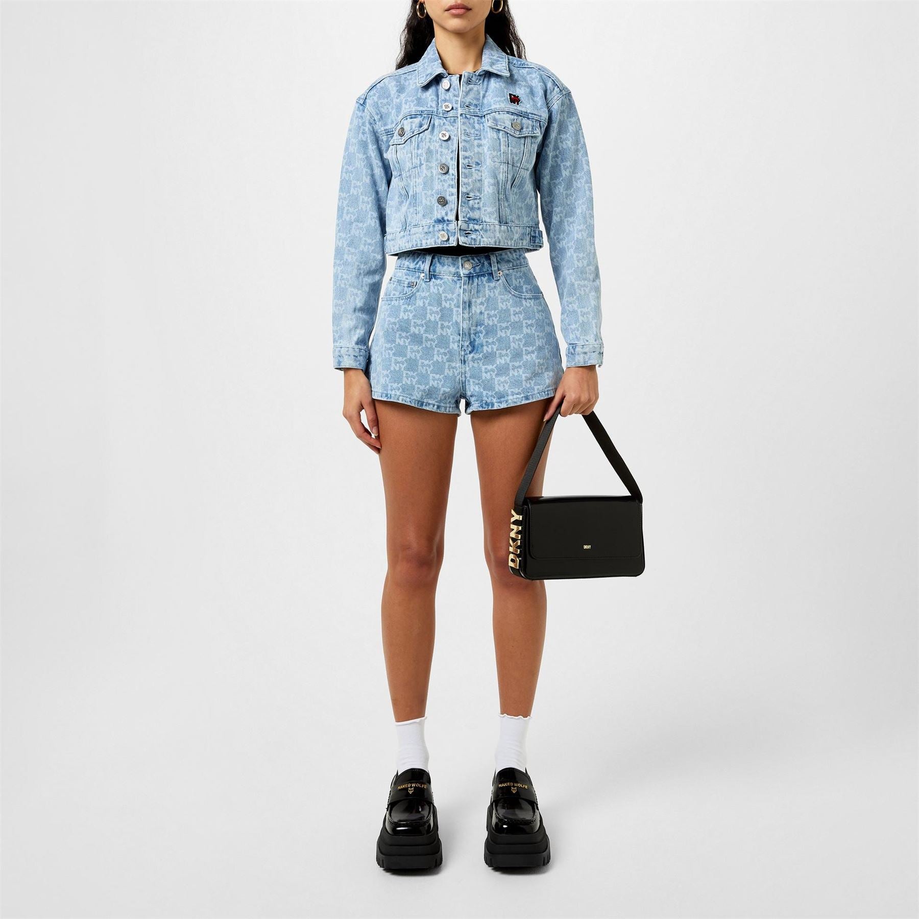 DKNY Denim Relaxed Fit Long Sleeve Jacket