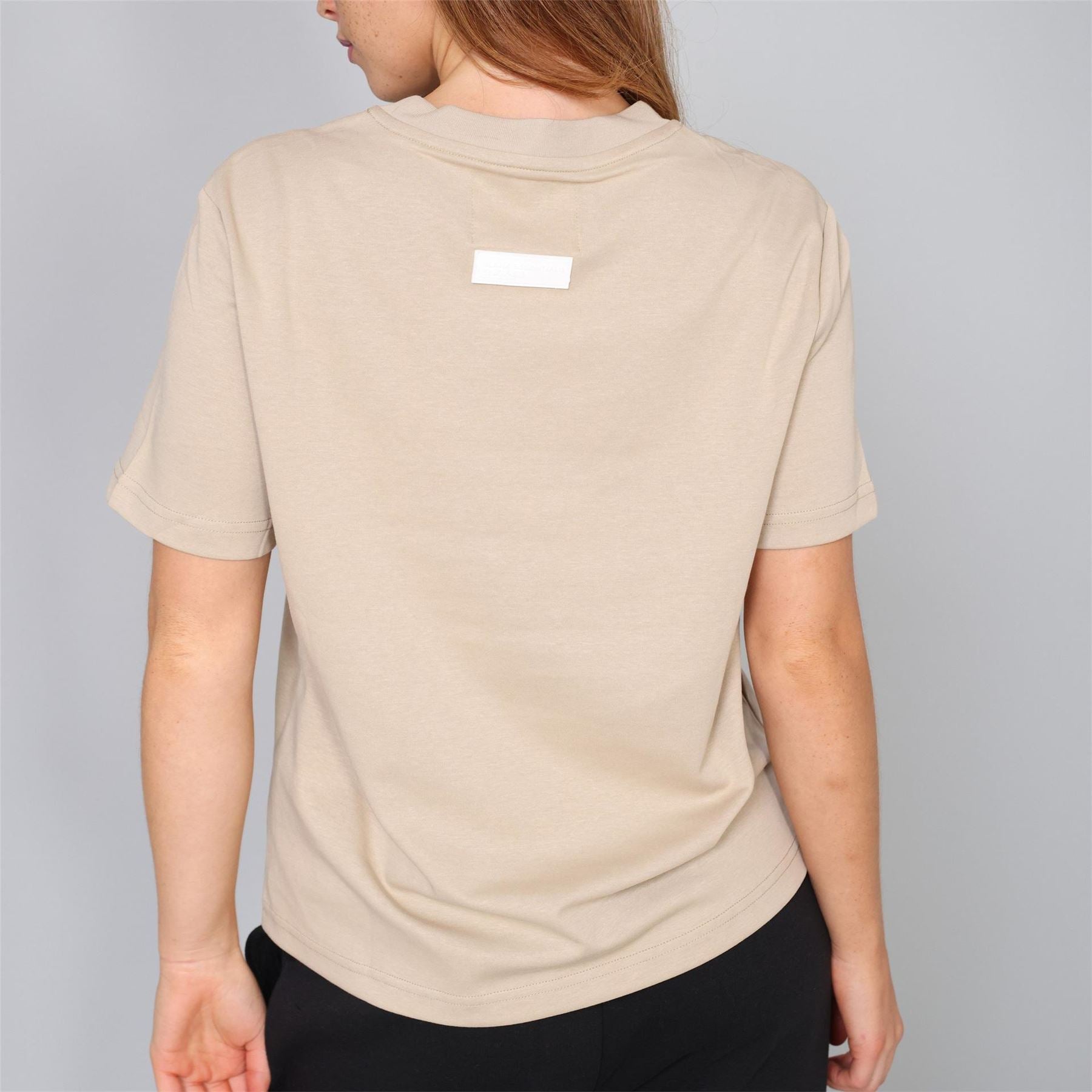 Blank Essentials Lettering Crew Neck Ribbed Collar Short Sleeve Boyfriend T-Shirt