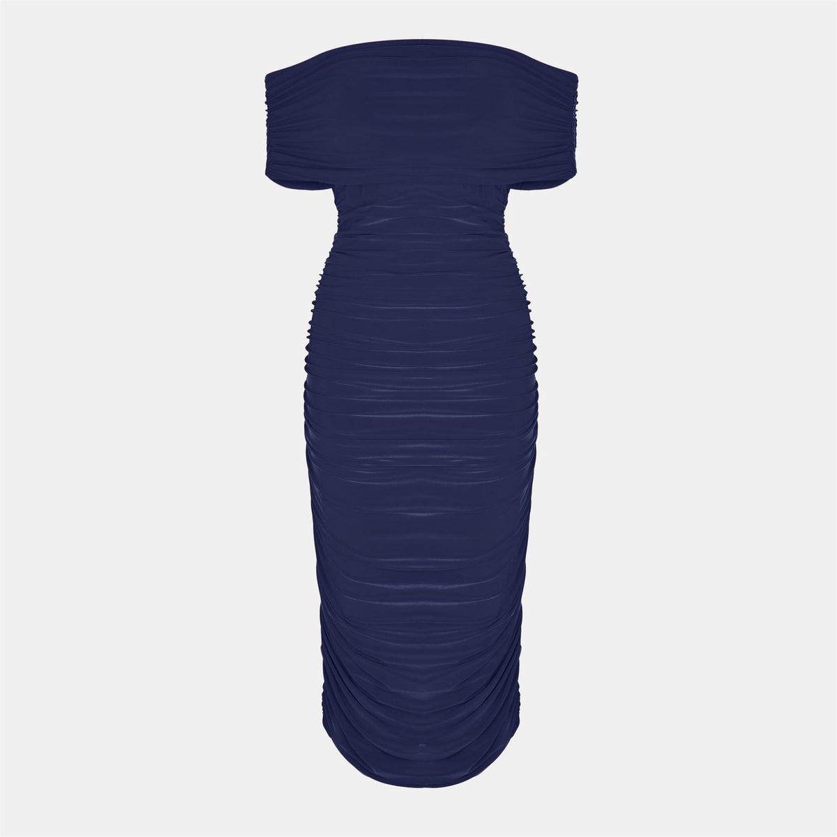 Biba Bardot Off The Shoulder Ruched Midi Bodycon Dress