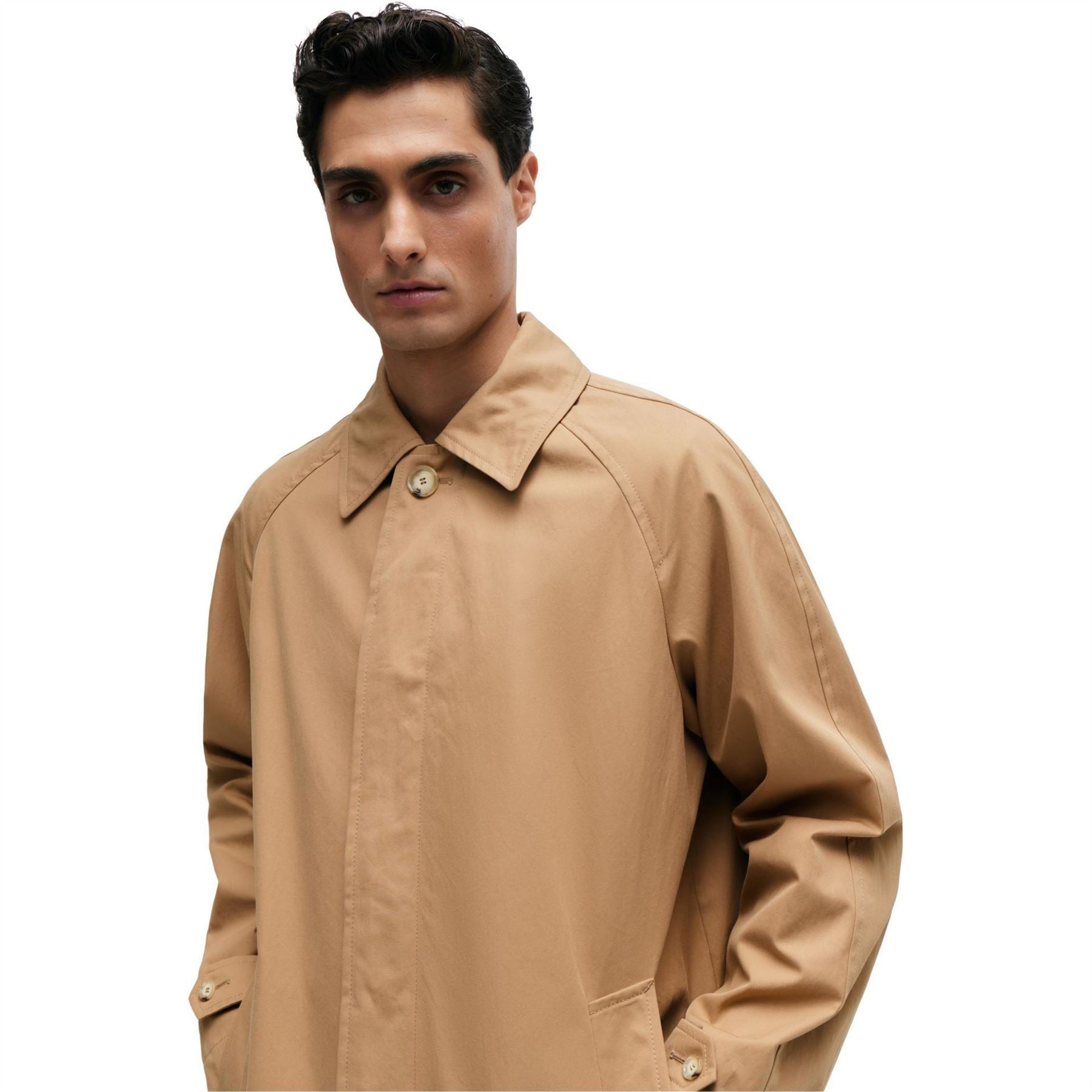 Boss Solid Patterned Regular Fit Overcoat