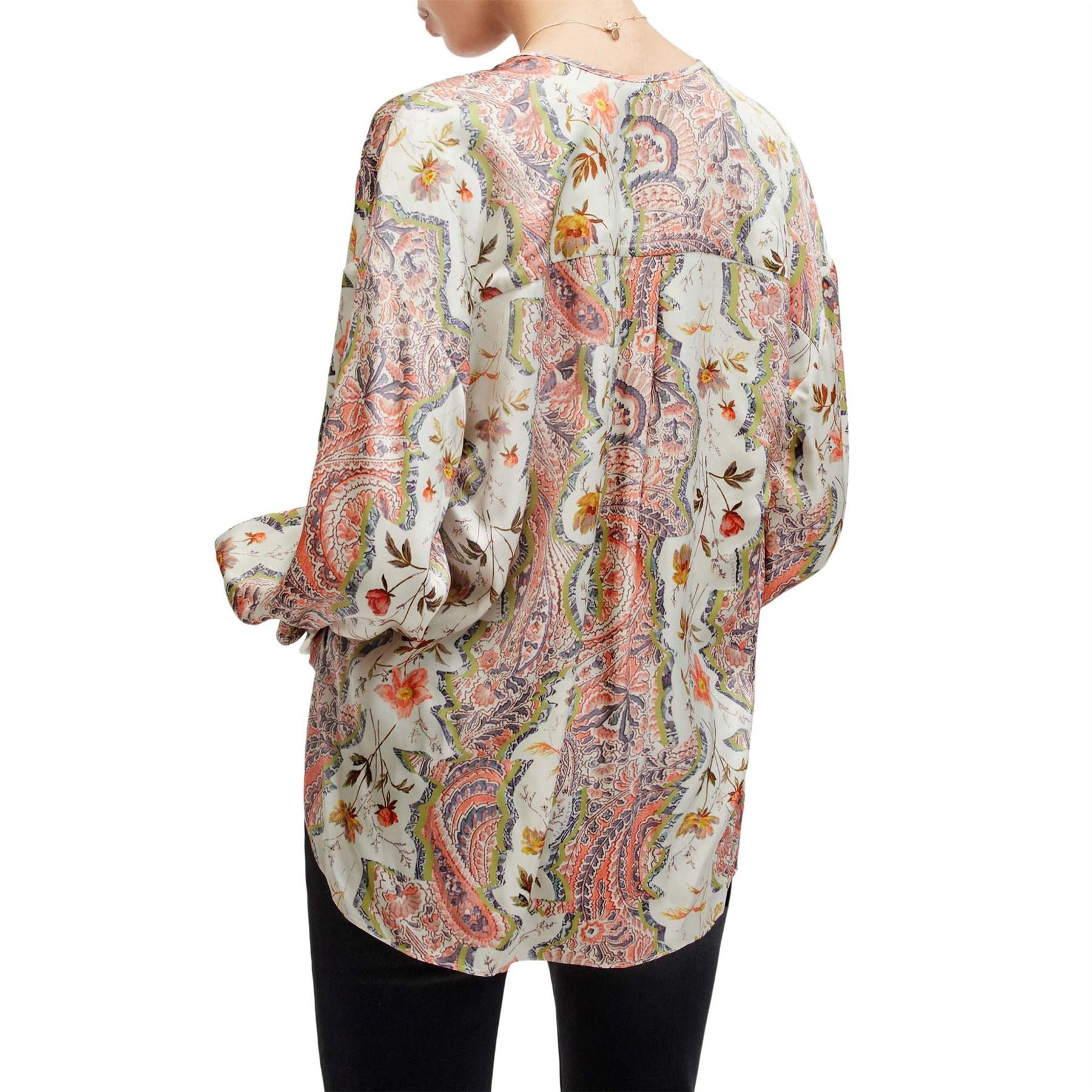 AllSaints Penny Wrap Over Paisley Print Regular Fit T-Shirt