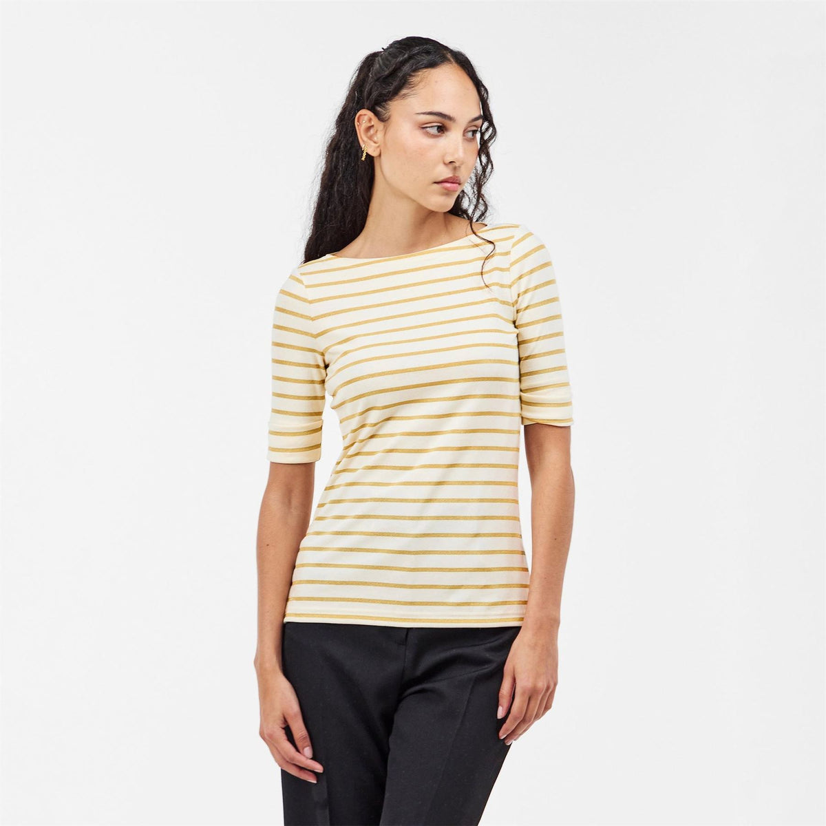 Lauren by Ralph Lauren Judy Boat Neck Three-Quarter Sleeve T-Shirt