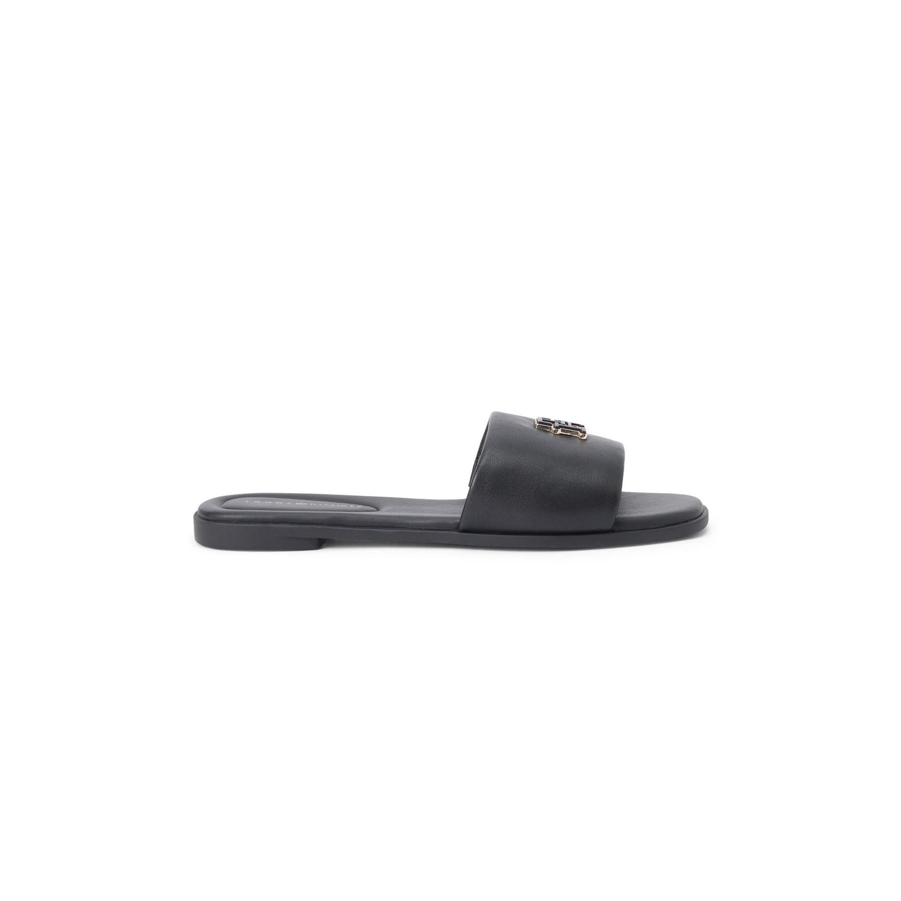 Tommy Hilfiger Monogram Strap Leather Mules