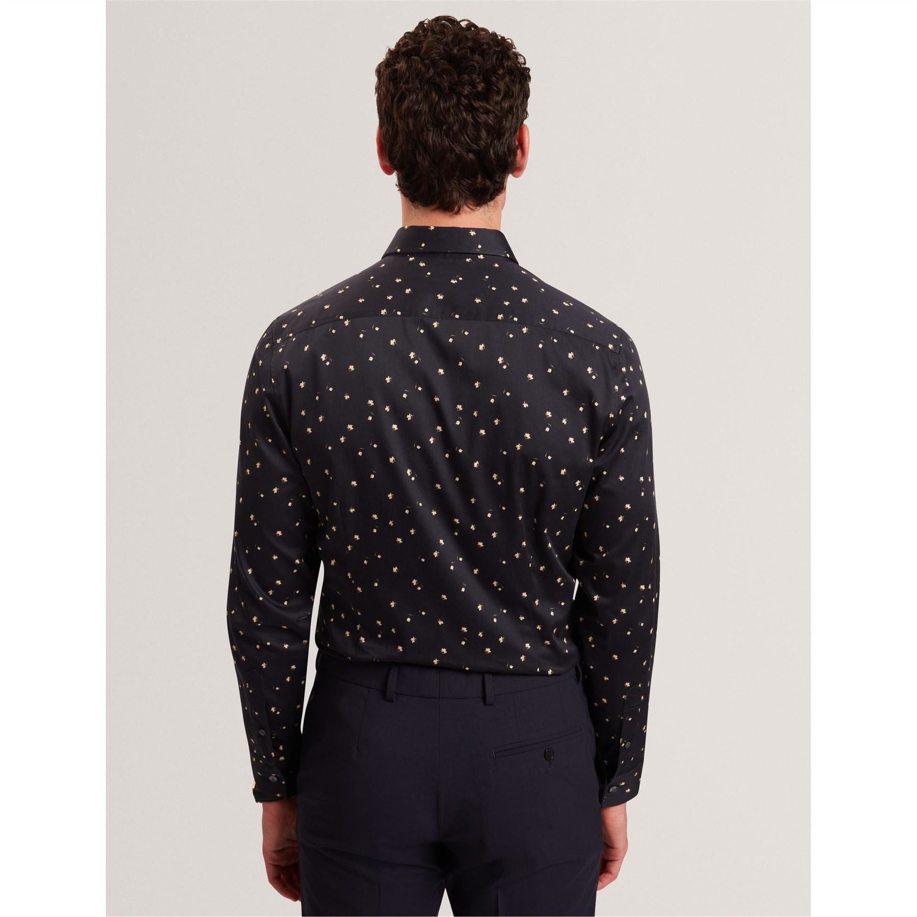 Ted Baker Floral Collared Neck Long Sleeve Slim Fit Shirt