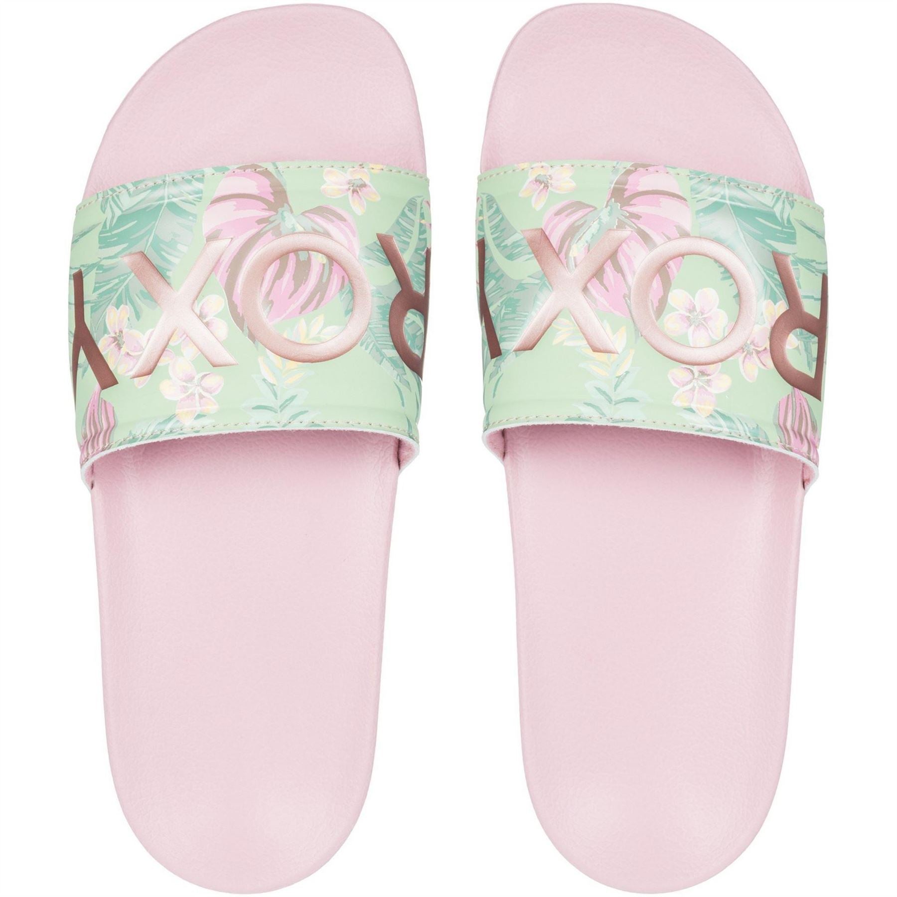Roxy Slippy II Floral Open Toe Slide Sandals