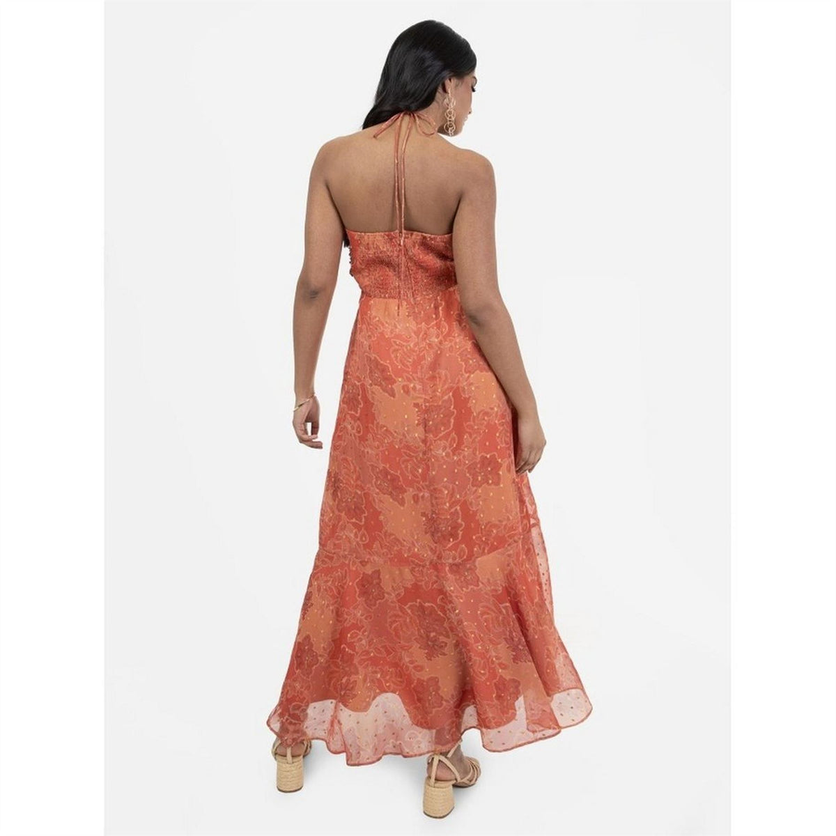 Anaya With Love With Love Recycled Rust Halter Neck Floral Print Midaxi Dress