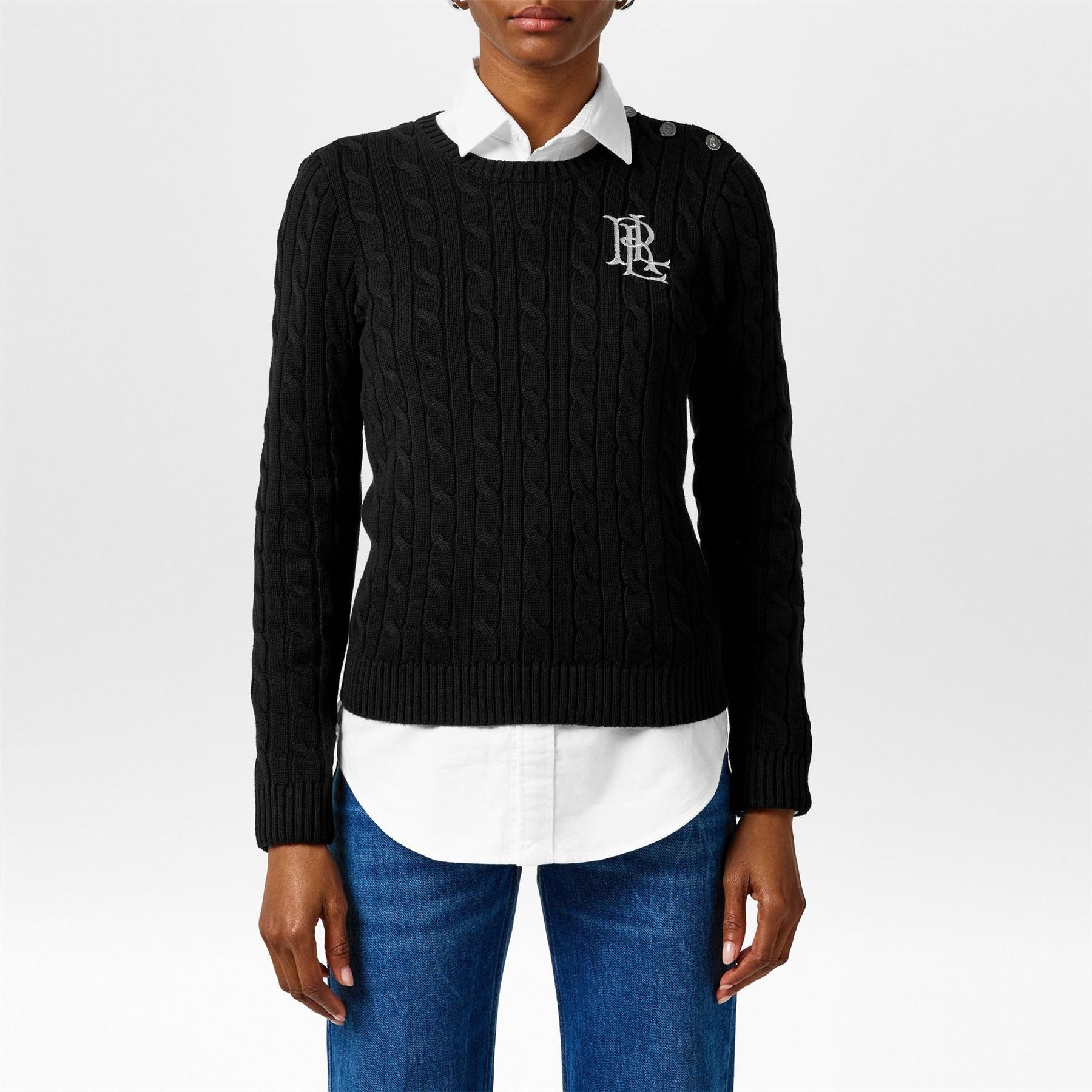 Lauren by Ralph Lauren Trim Cable Knit Jumper