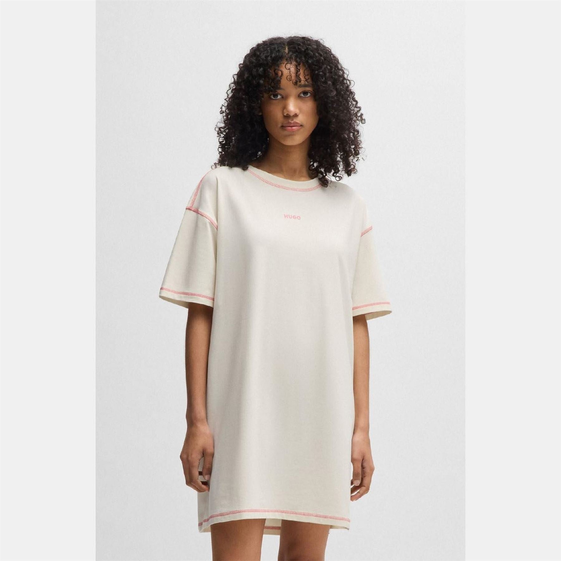 Hugo Cotton Night Dress With Contrast Logo