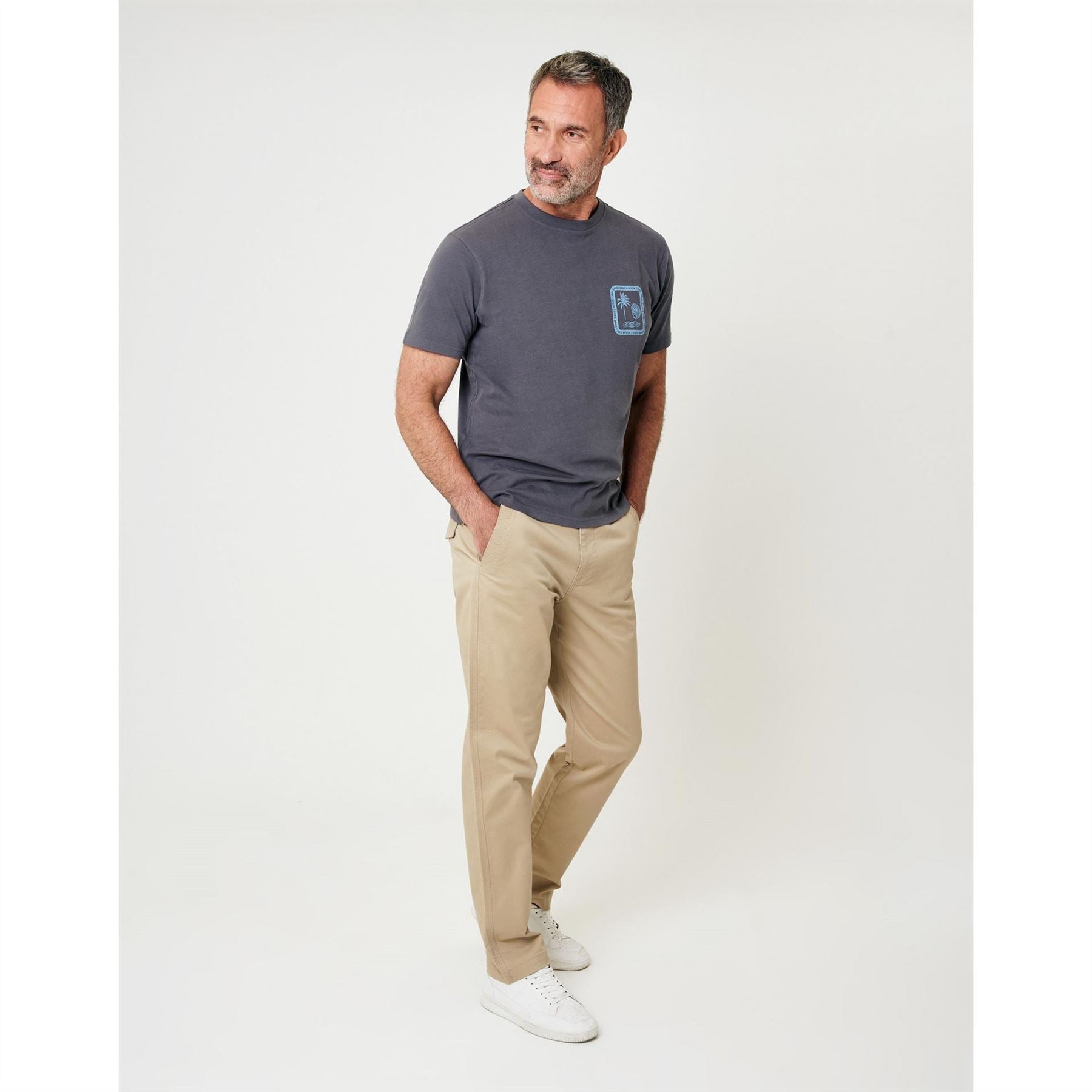 Saltwell Solid Patterned Straight Five Pocket Chinos