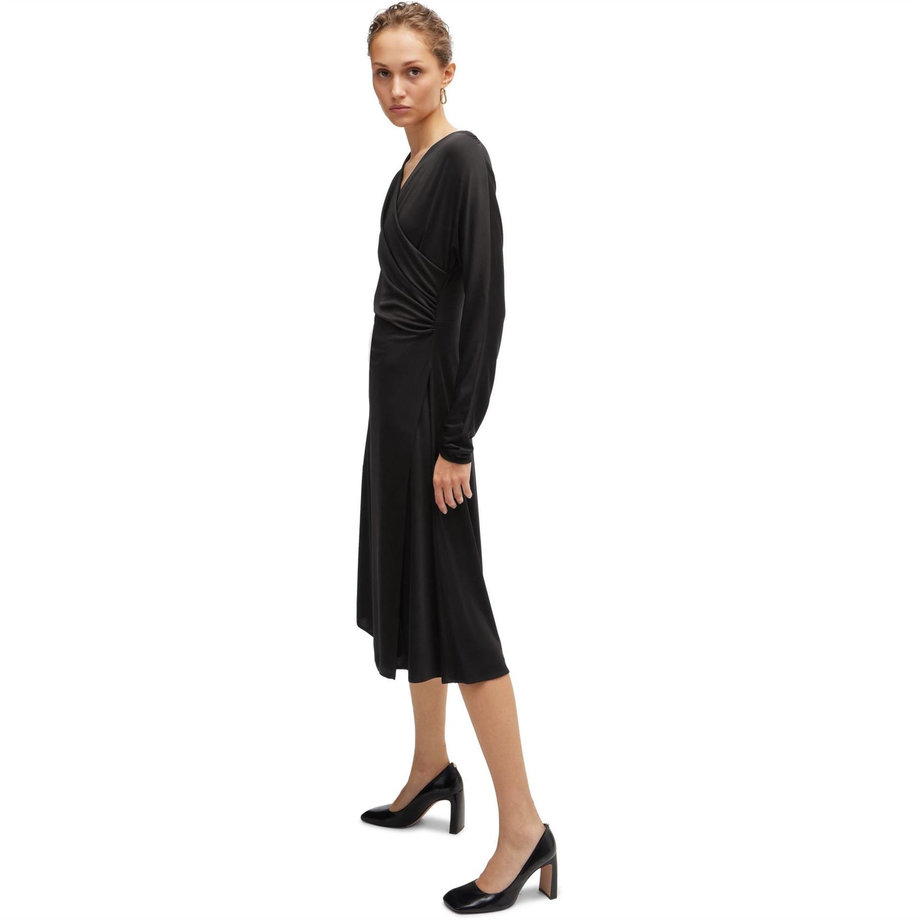 Boss Ettita Surplice Neck Long Sleeve Midi Dress