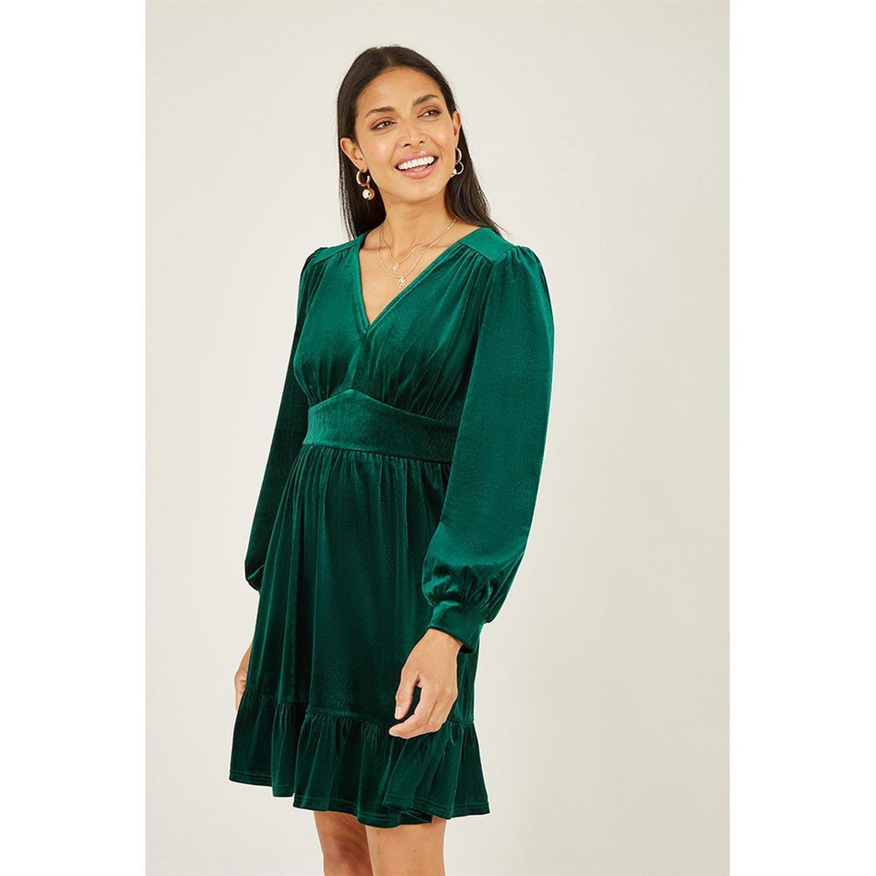 Mela London Velvet Long Sleeve Skater Dress