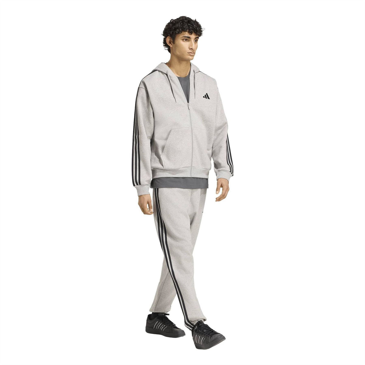 adidas Fleece Tapered Cuff 3 Stripes Joggers M