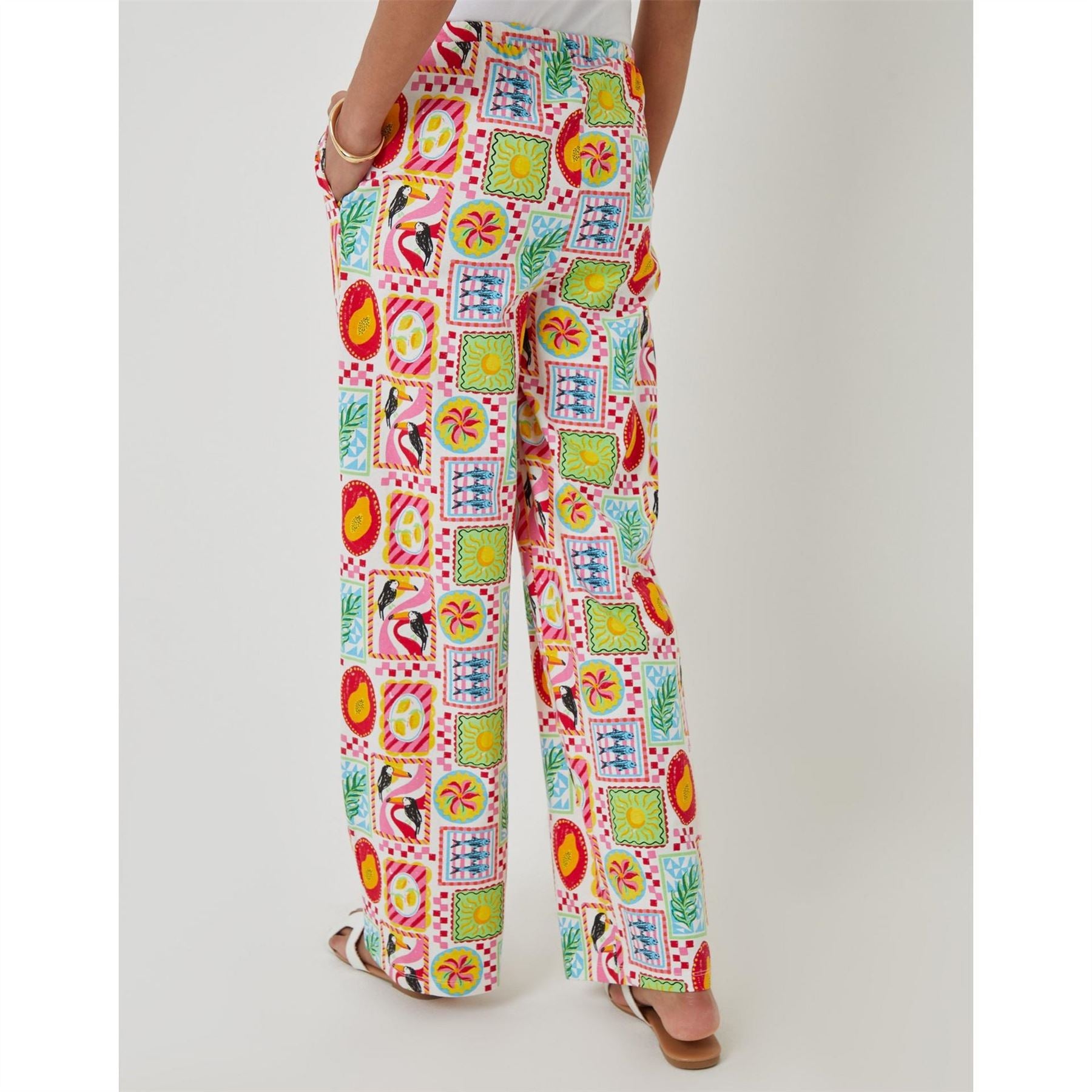 Threadbare Madri Leopard Patterned Wide Leg Trousers